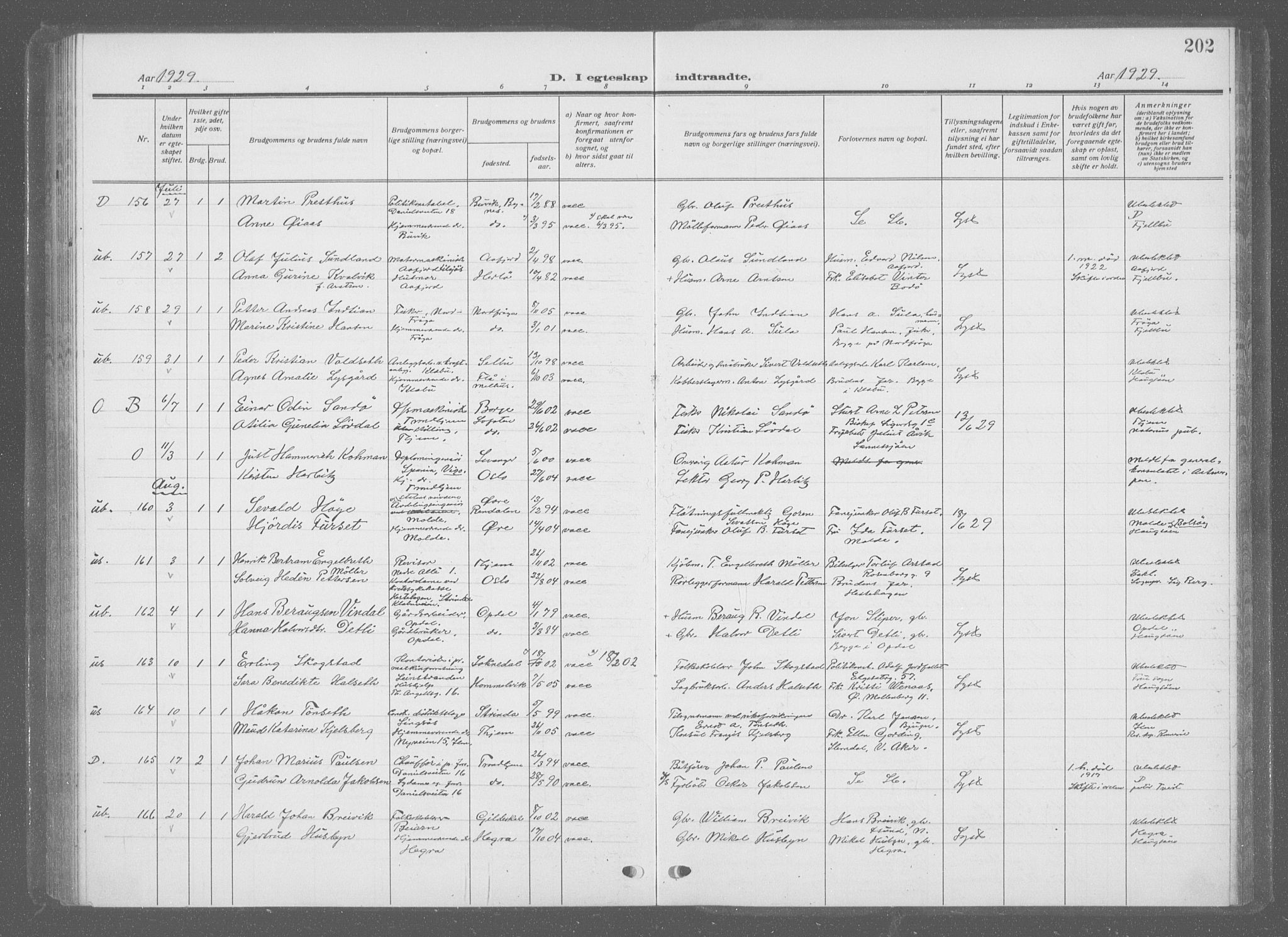 Ministerialprotokoller, klokkerbøker og fødselsregistre - Sør-Trøndelag, SAT/A-1456/601/L0098: Klokkerbok nr. 601C16, 1921-1934, s. 202