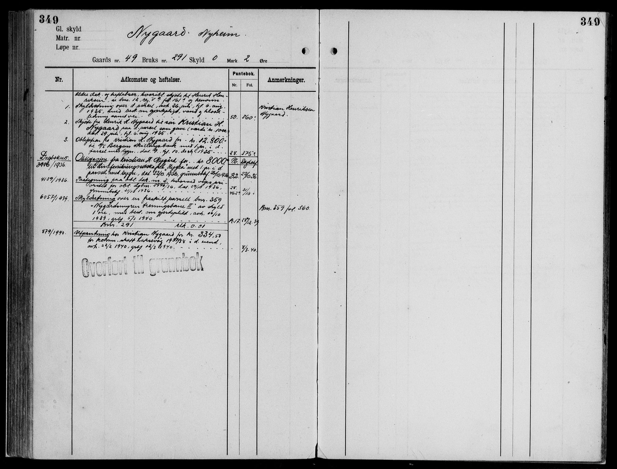 Midhordland sorenskriveri, AV/SAB-A-3001/1/G/Ga/Gab/L0112: Panteregister nr. II.A.b.112, s. 349