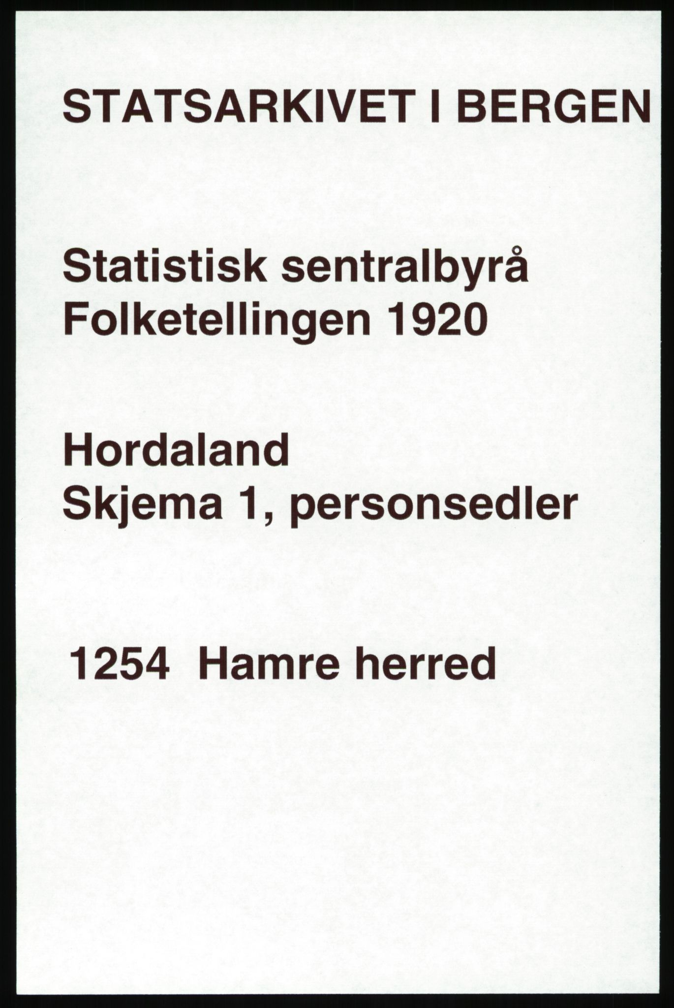 SAB, Folketelling 1920 for 1254 Hamre herred, 1920, s. 985