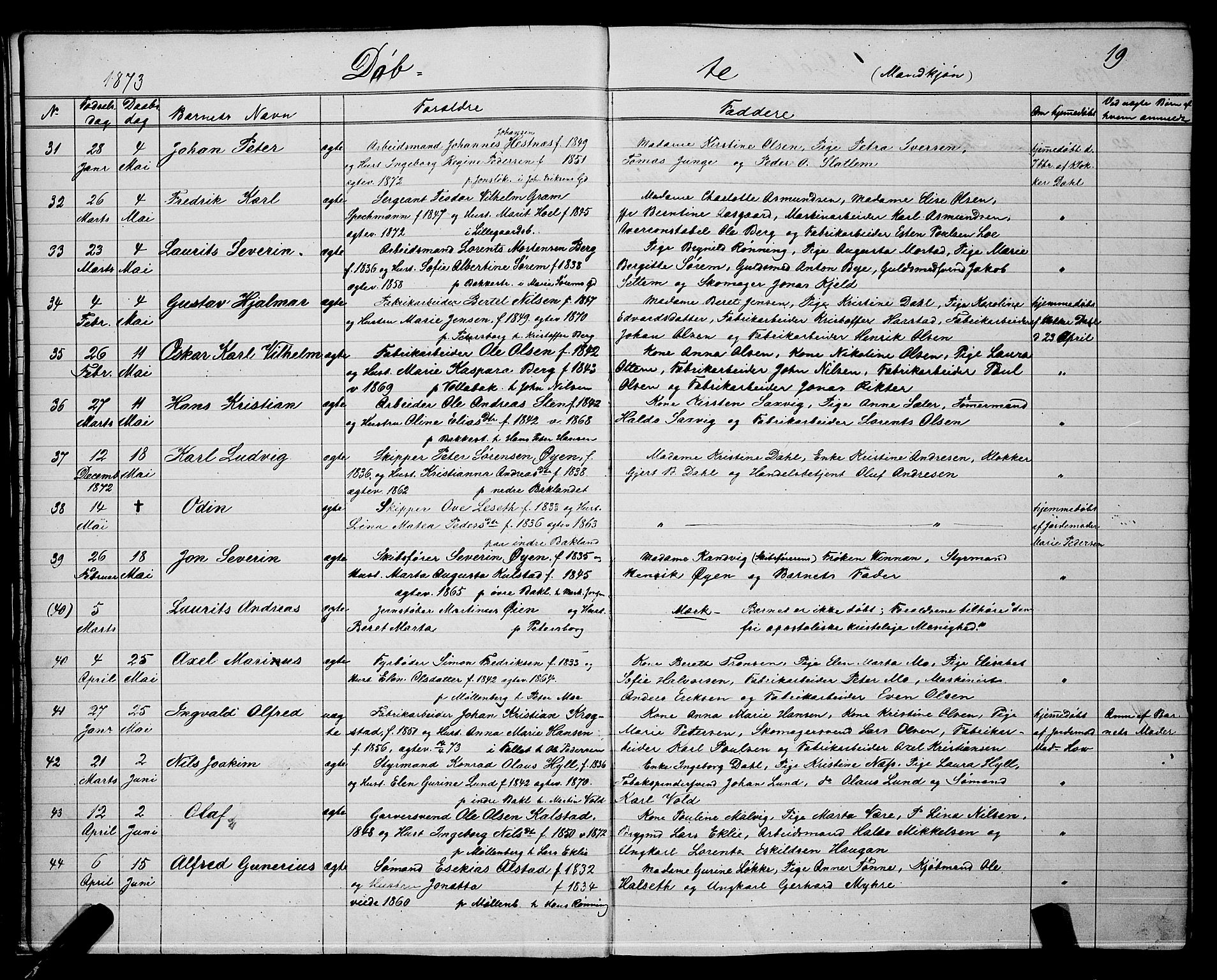 Ministerialprotokoller, klokkerbøker og fødselsregistre - Sør-Trøndelag, SAT/A-1456/604/L0220: Klokkerbok nr. 604C03, 1870-1885, s. 19