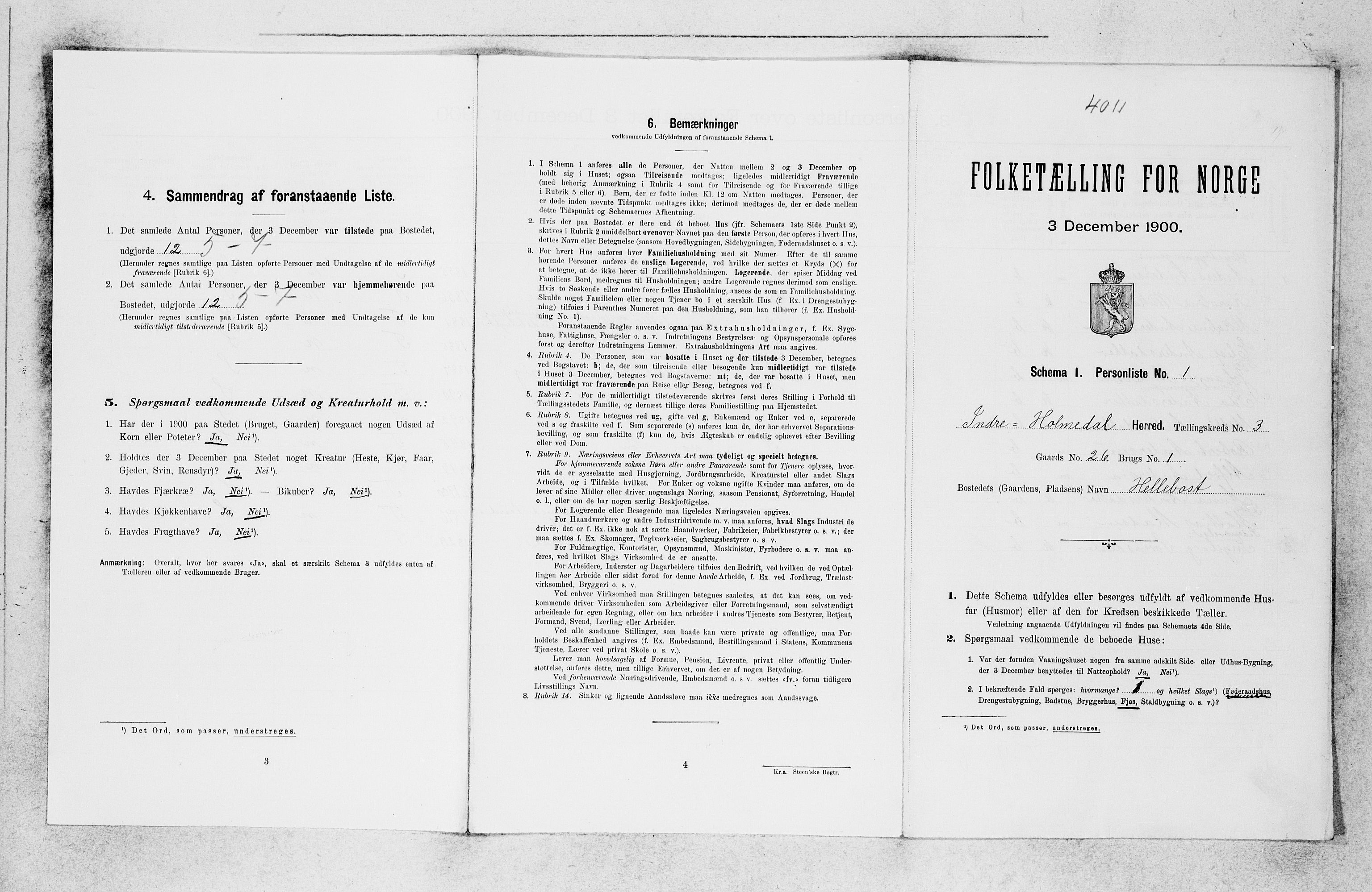 SAB, Folketelling 1900 for 1430 Indre Holmedal herred, 1900, s. 273