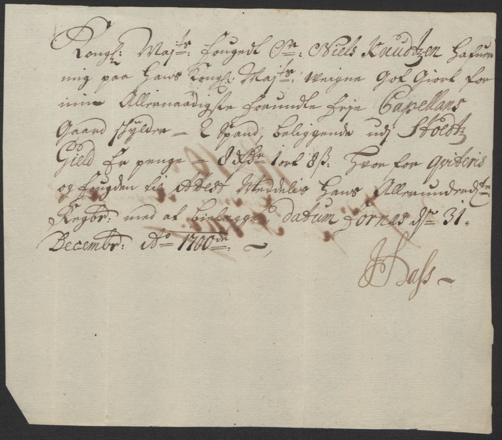 Rentekammeret inntil 1814, Reviderte regnskaper, Fogderegnskap, RA/EA-4092/R63/L4311: Fogderegnskap Inderøy, 1700, s. 130