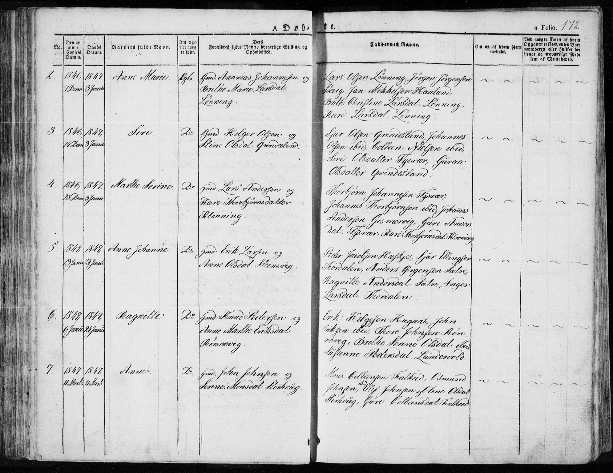 Tysvær sokneprestkontor, AV/SAST-A -101864/H/Ha/Haa/L0001: Ministerialbok nr. A 1.1, 1831-1856, s. 172