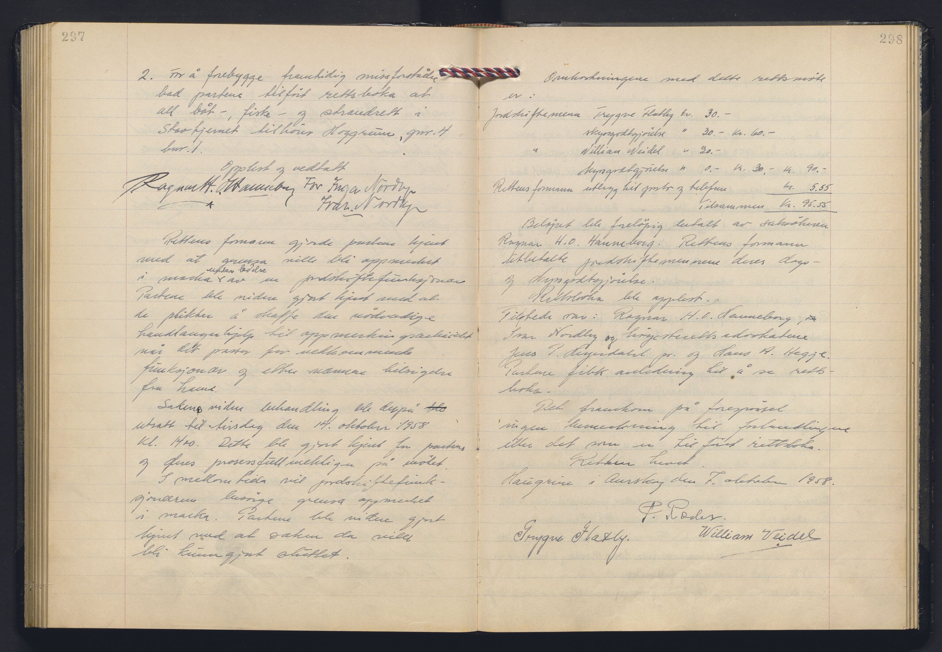 Akershus og Oslo jordskifterett, AV/SAO-A-10121/F/Fa/L0031: Forhandlingsprotokoll, 1956-1959, s. 297-298