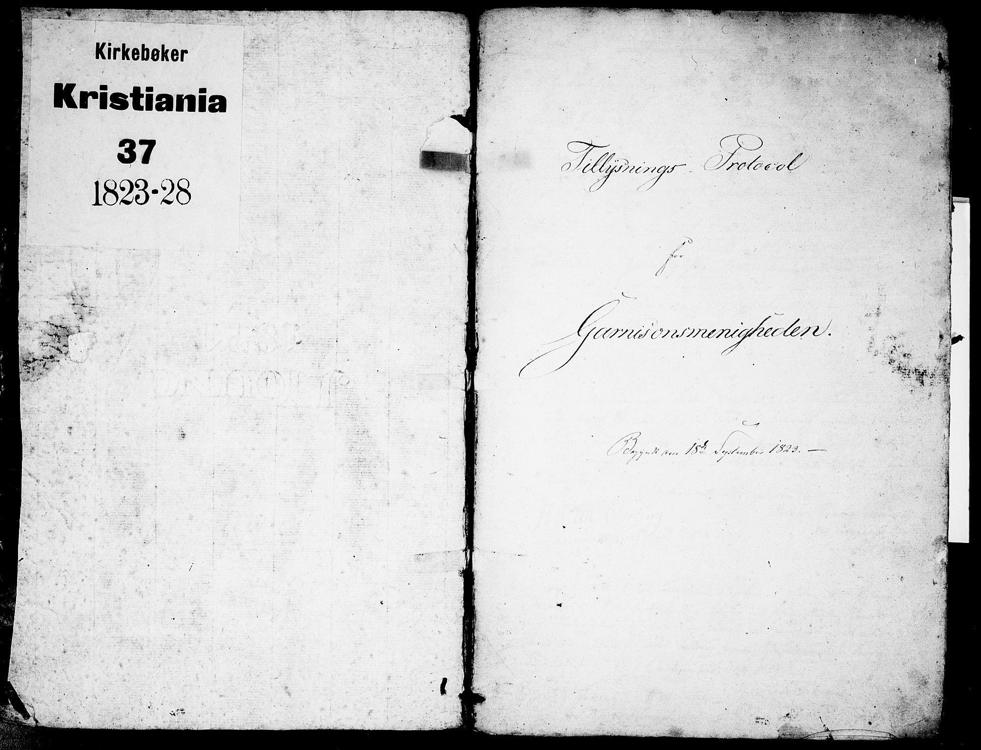 Garnisonsmenigheten Kirkebøker, AV/SAO-A-10846/H/Ha/L0001: Lysningsprotokoll nr. I 1, 1823-1828
