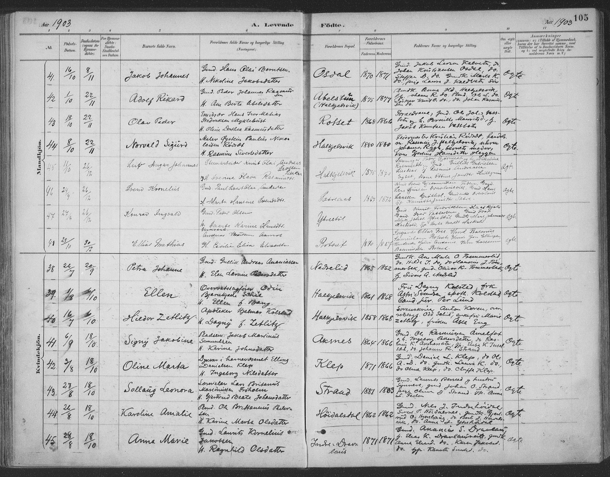 Ministerialprotokoller, klokkerbøker og fødselsregistre - Møre og Romsdal, AV/SAT-A-1454/511/L0142: Ministerialbok nr. 511A09, 1891-1905, s. 105
