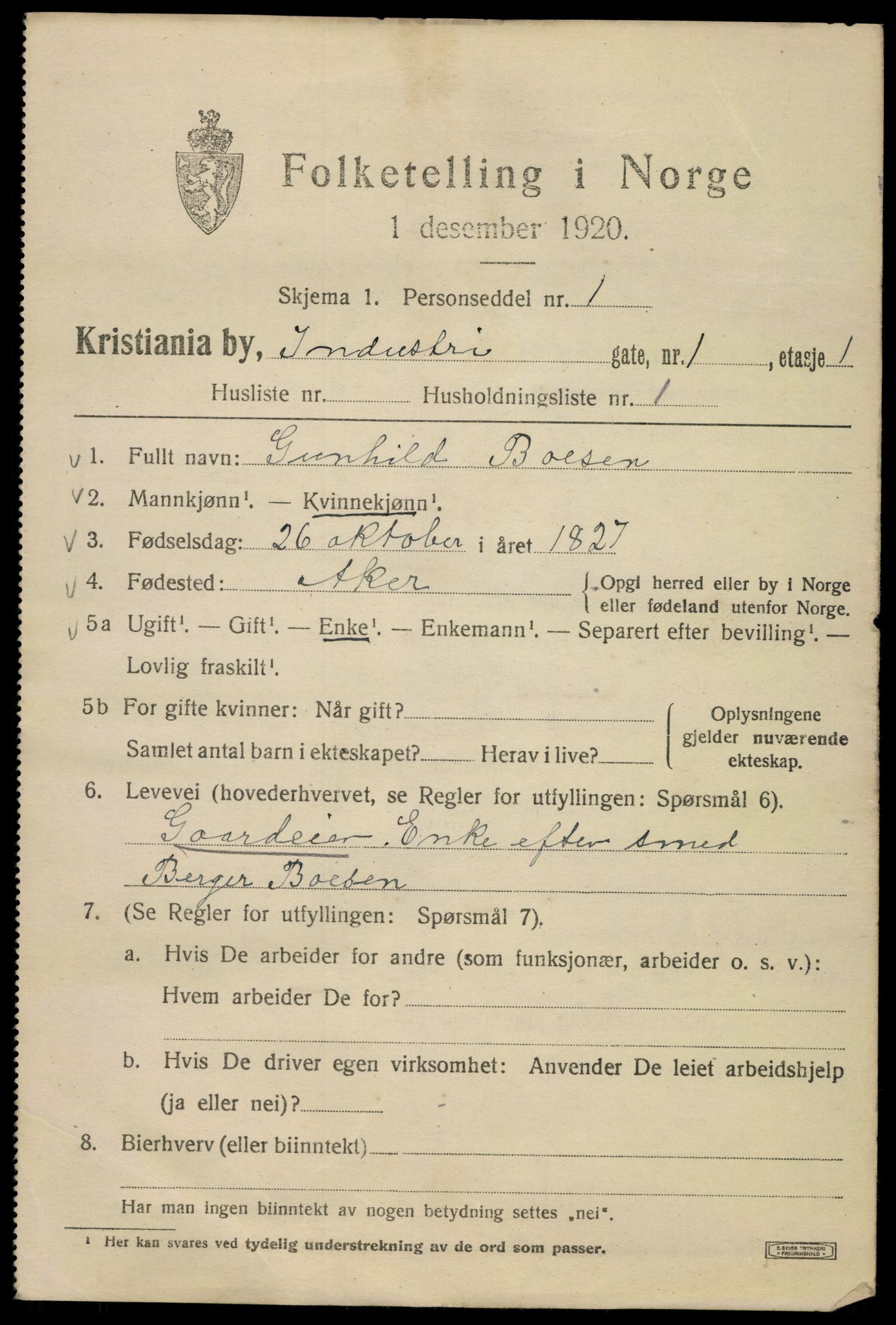 SAO, Folketelling 1920 for 0301 Kristiania kjøpstad, 1920, s. 307499