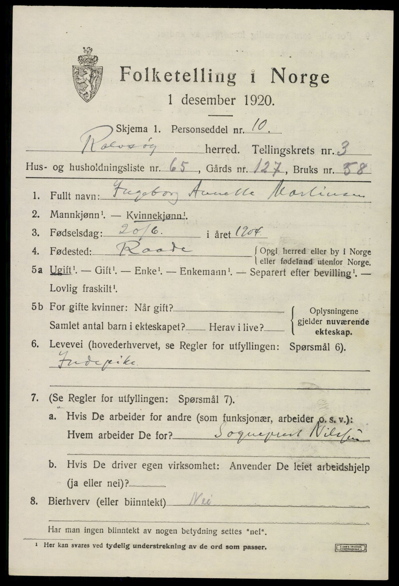 SAO, Folketelling 1920 for 0131 Rolvsøy herred, 1920, s. 3693