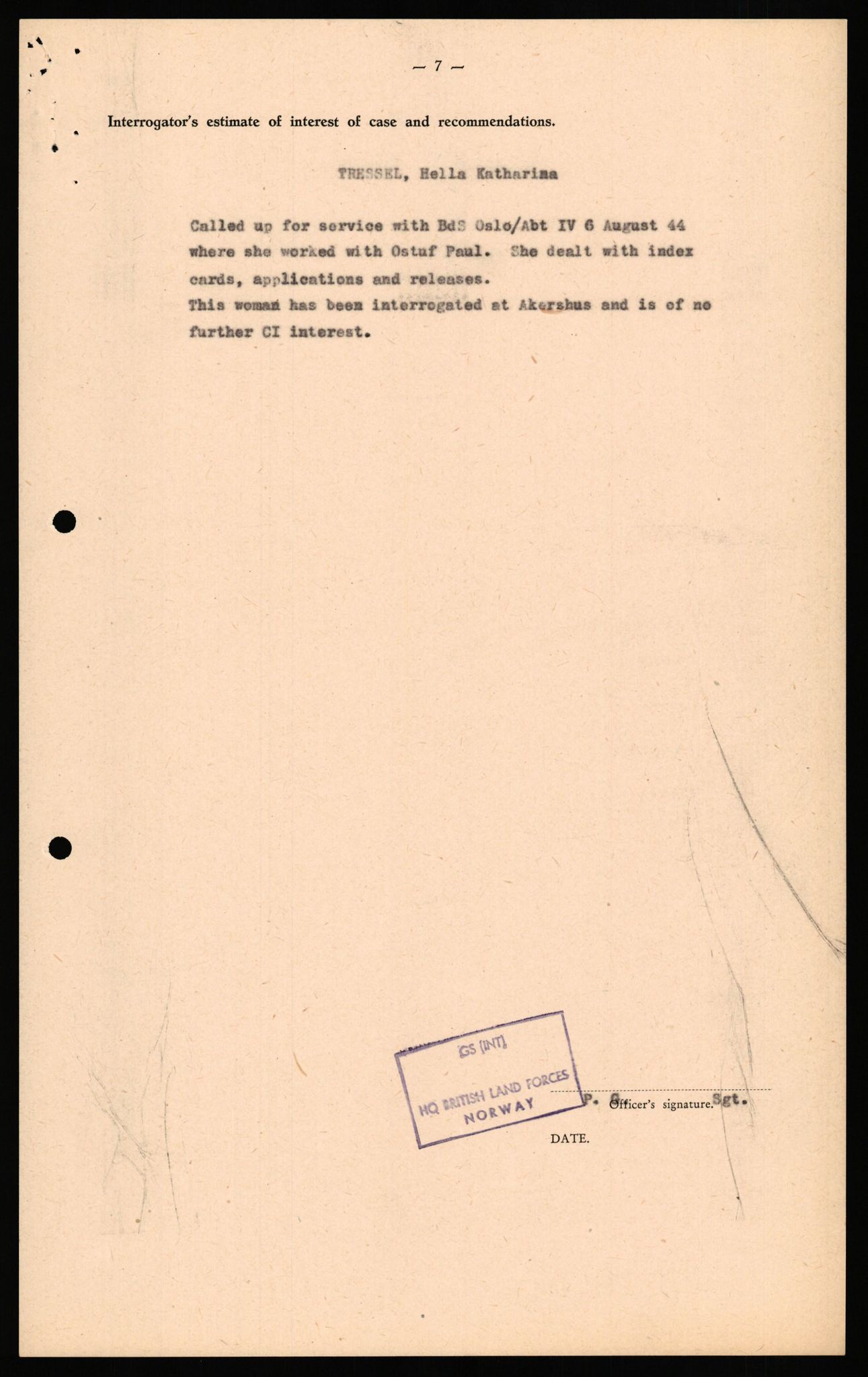 Forsvaret, Forsvarets overkommando II, AV/RA-RAFA-3915/D/Db/L0034: CI Questionaires. Tyske okkupasjonsstyrker i Norge. Tyskere., 1945-1946, s. 62