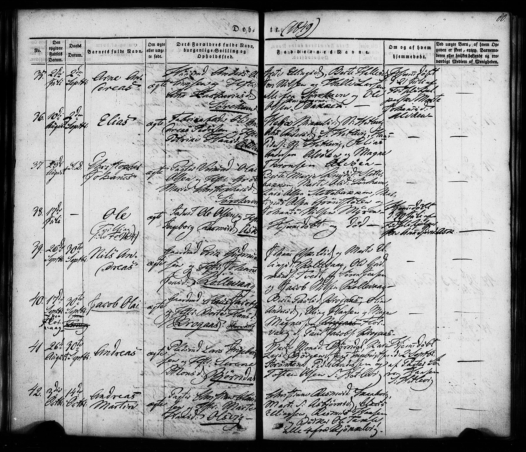 Askøy Sokneprestembete, AV/SAB-A-74101/H/Ha/Haa/Haaa/L0005: Ministerialbok nr. A 5, 1836-1852, s. 80