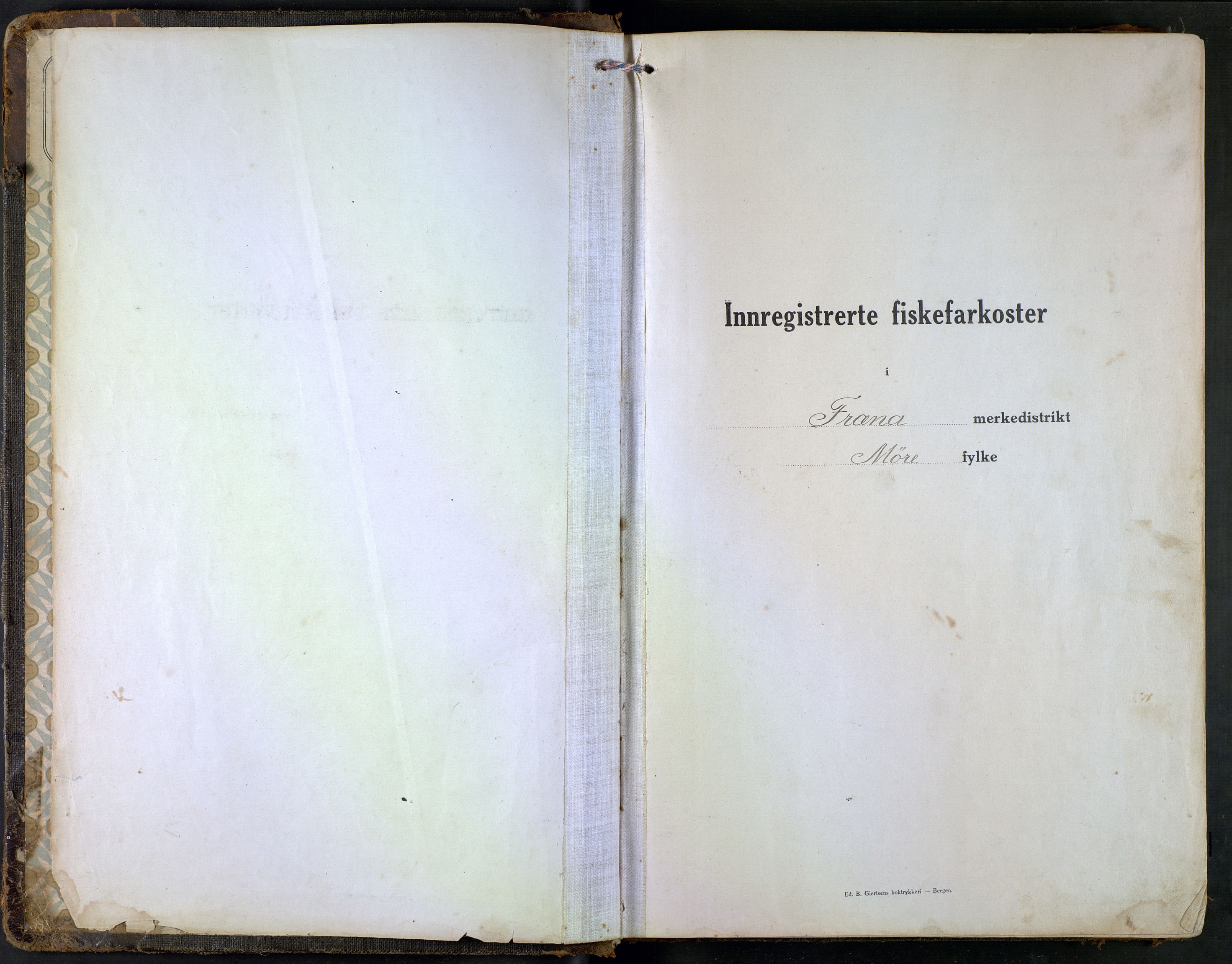 Fiskeridirektoratet - 1 Adm. ledelse - 13 Båtkontoret, SAB/A-2003/I/Ia/Iaf/L0035: 135.0614/1 Merkeprotokoll - Fræna, 1924-1954