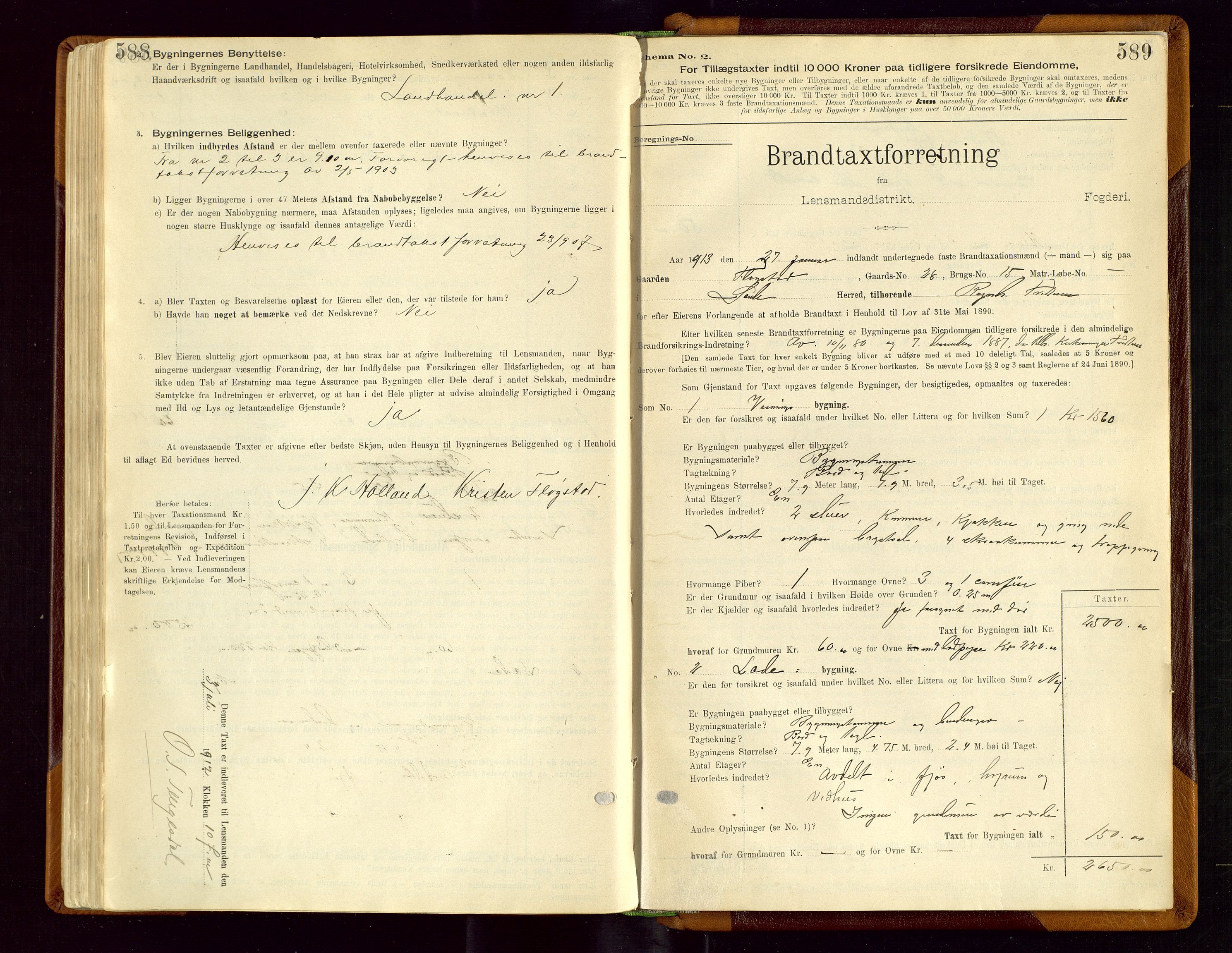 Sauda lensmannskontor, AV/SAST-A-100177/Gob/L0001: Branntakstprotokoll - skjematakst, 1894-1914, s. 588-589
