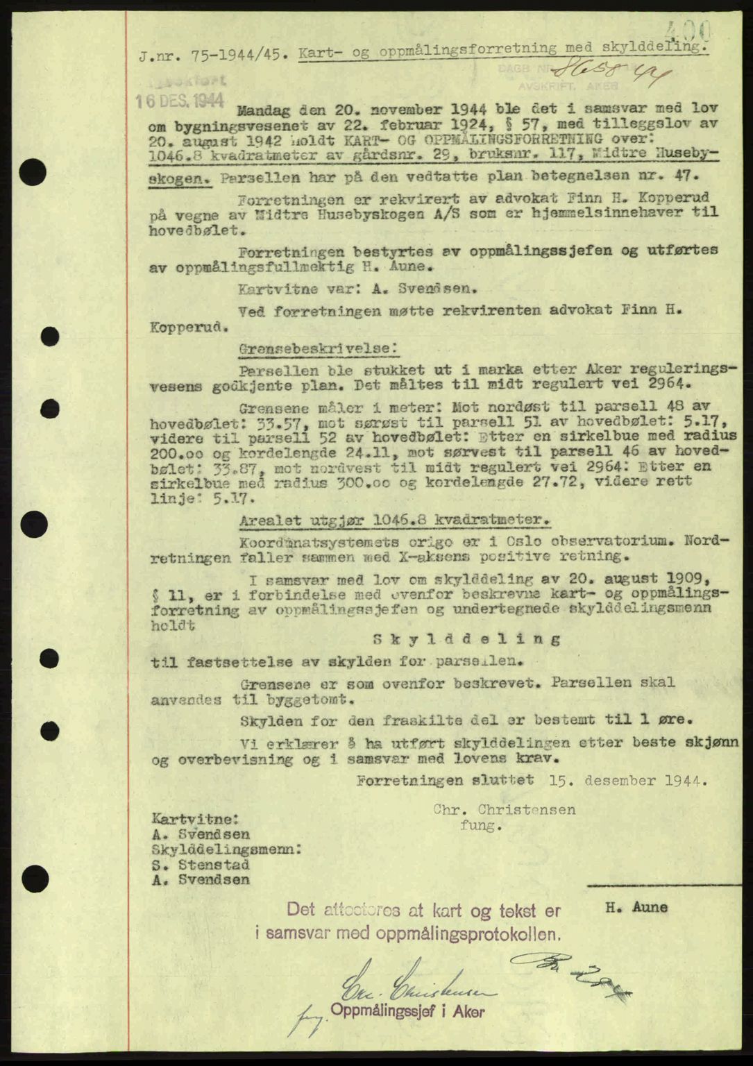 Aker herredsskriveri, SAO/A-10896/G/Gb/Gba/Gbab/L0063: Pantebok nr. A184-185, 1944-1945, Dagboknr: 8658/1944