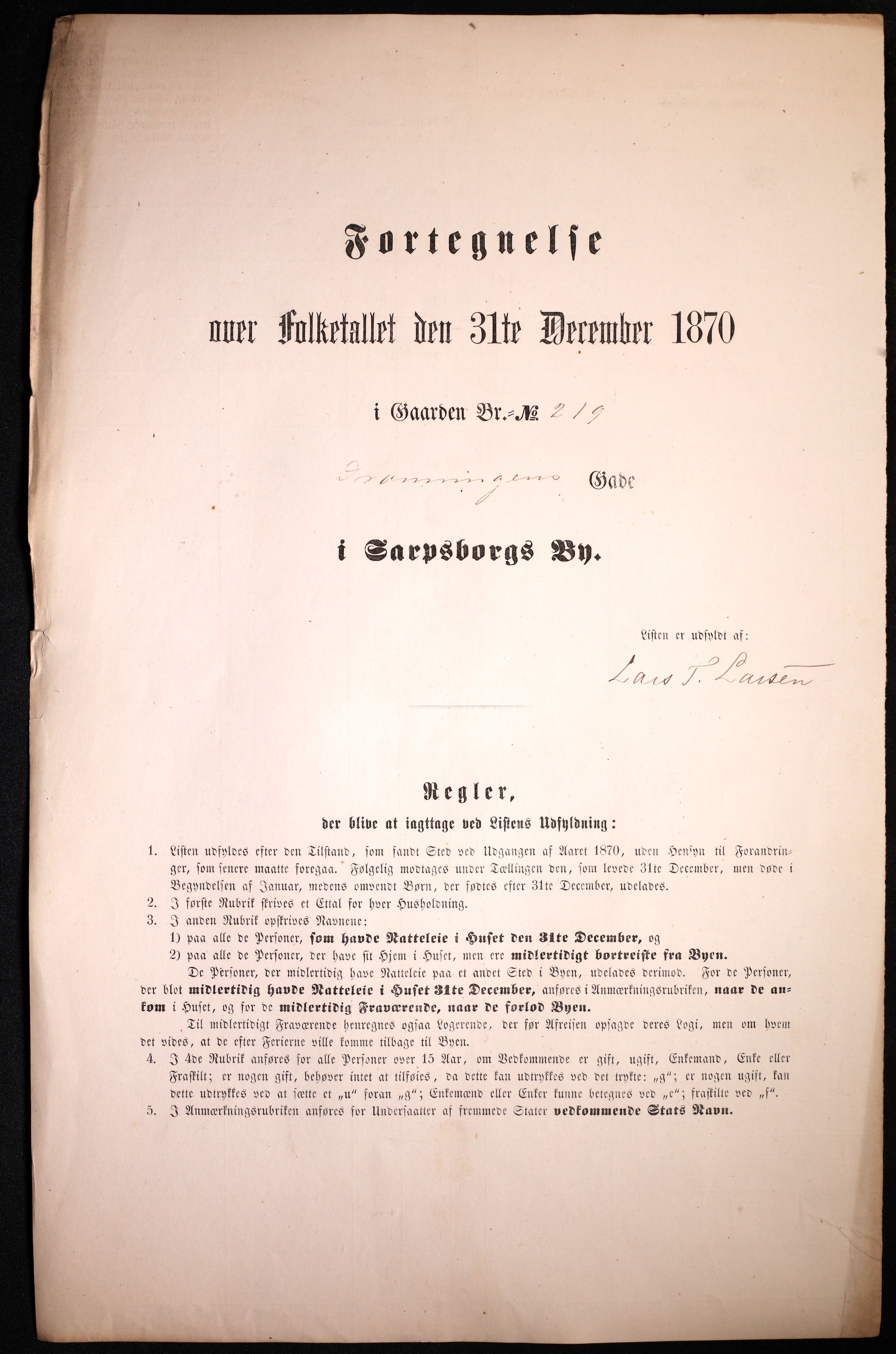 RA, Folketelling 1870 for 0102 Sarpsborg kjøpstad, 1870, s. 11
