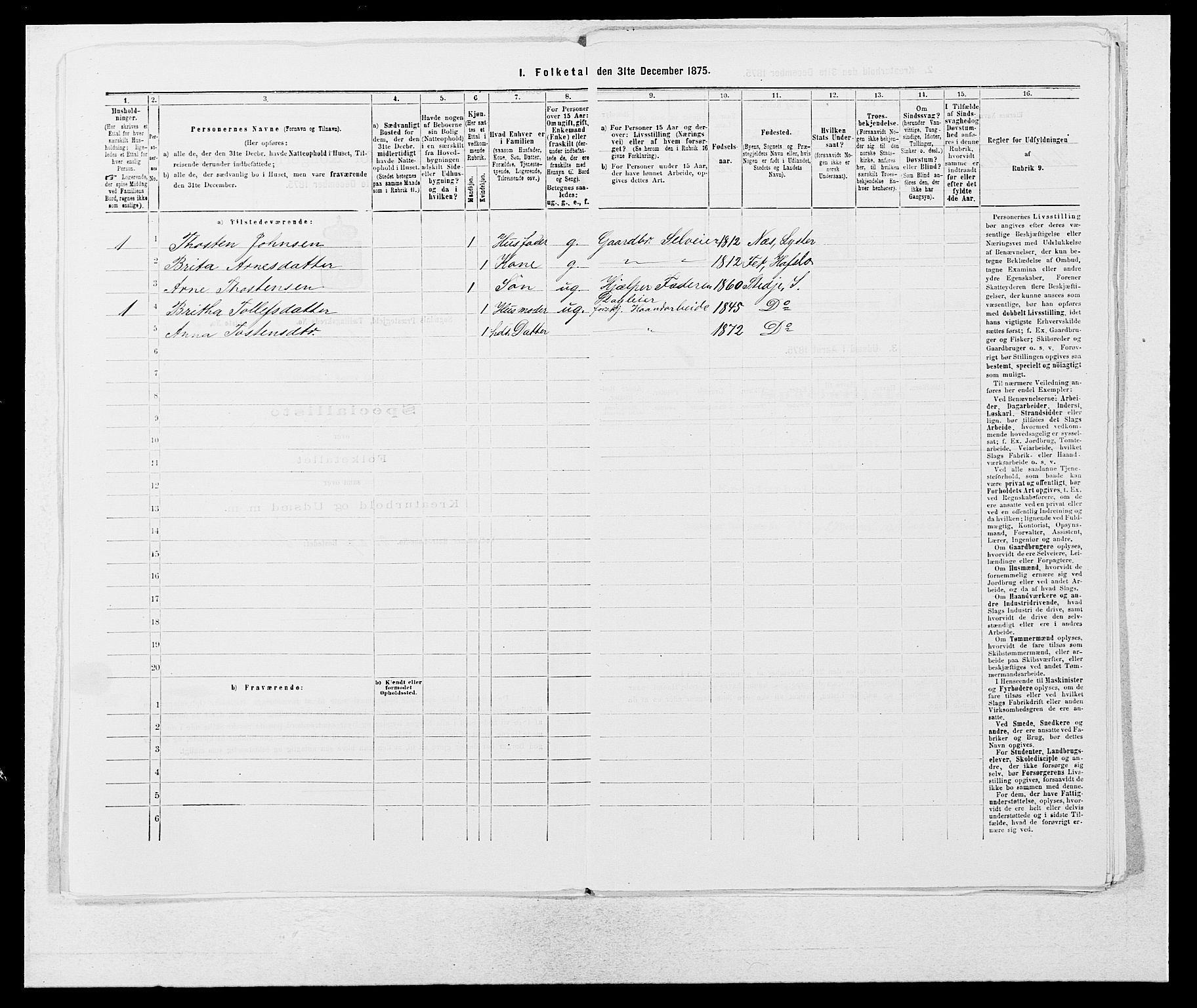 SAB, Folketelling 1875 for 1420P Sogndal prestegjeld, 1875, s. 761