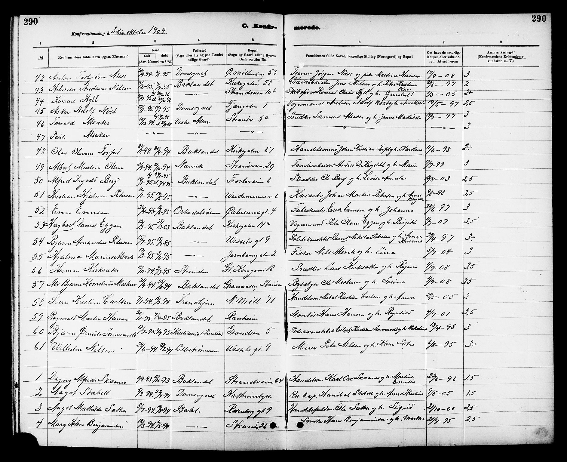Ministerialprotokoller, klokkerbøker og fødselsregistre - Sør-Trøndelag, AV/SAT-A-1456/605/L0254: Klokkerbok nr. 605C01, 1908-1916, s. 290