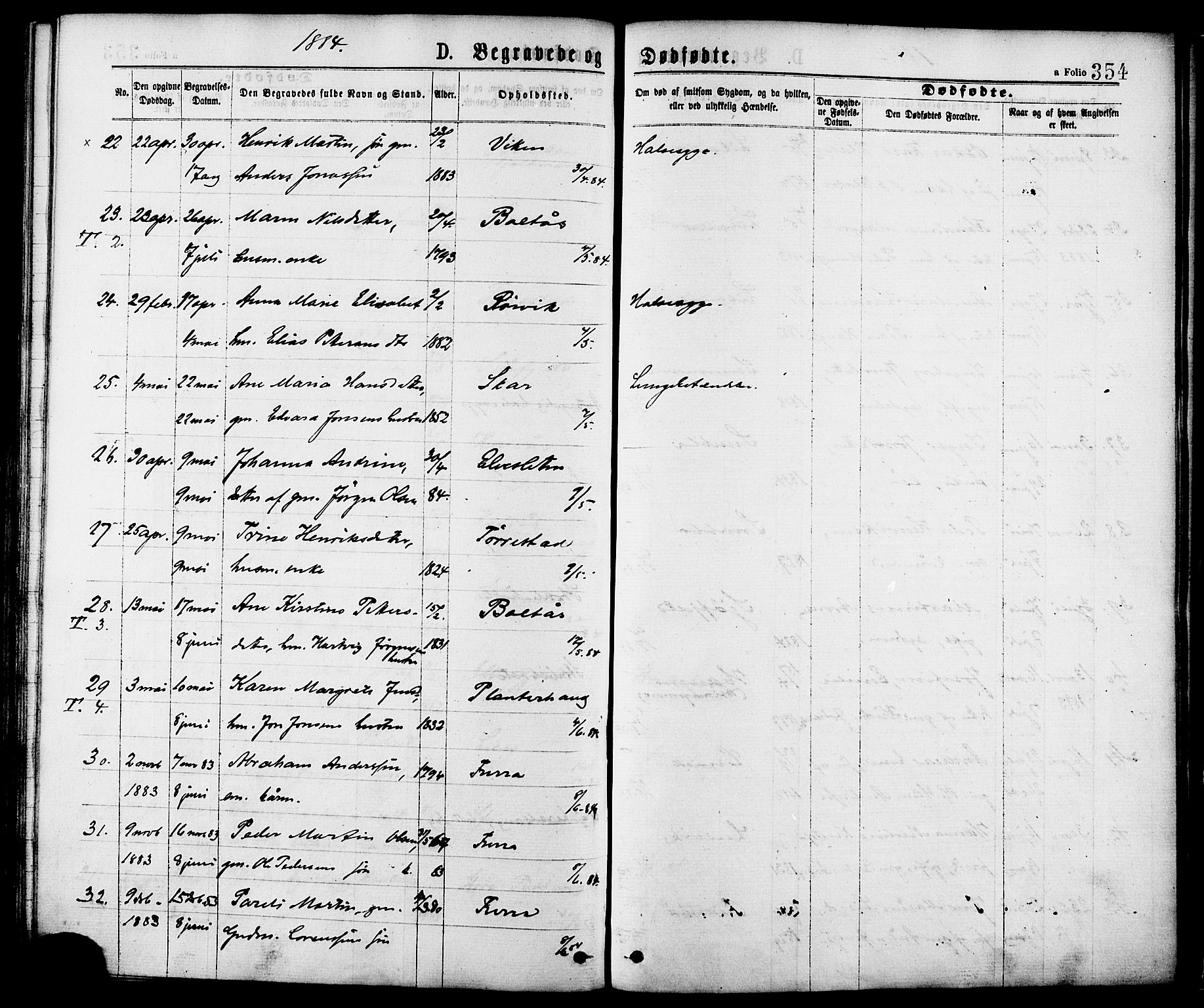 Ministerialprotokoller, klokkerbøker og fødselsregistre - Nordland, AV/SAT-A-1459/863/L0897: Ministerialbok nr. 863A09, 1872-1886, s. 354