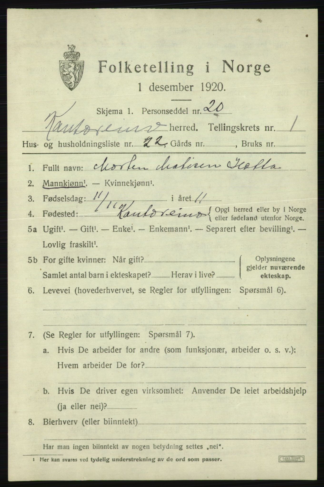 SATØ, Folketelling 1920 for 2011 Kautokeino herred, 1920, s. 683