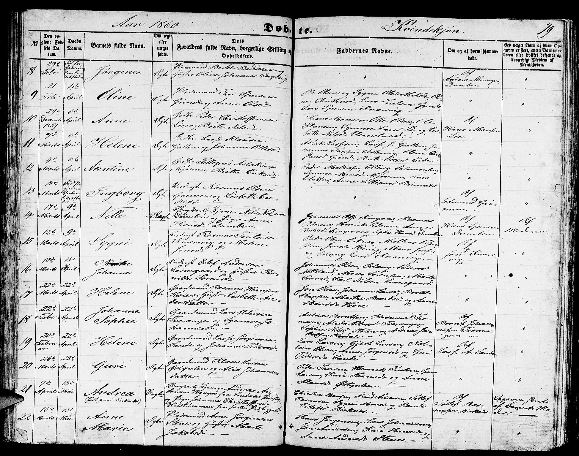Gulen sokneprestembete, AV/SAB-A-80201/H/Hab/Habb/L0001: Klokkerbok nr. B 1, 1854-1866, s. 79
