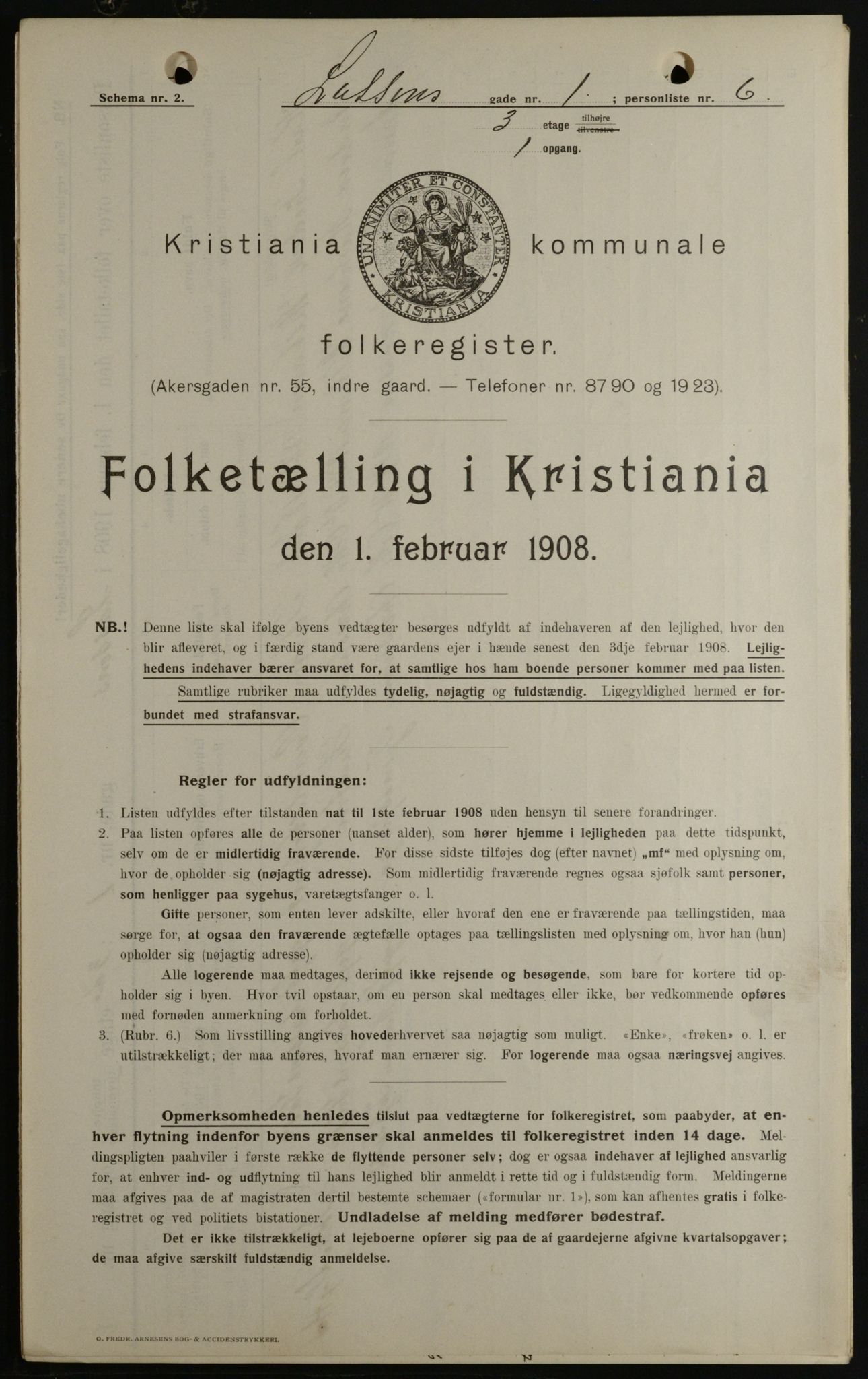 OBA, Kommunal folketelling 1.2.1908 for Kristiania kjøpstad, 1908, s. 51332