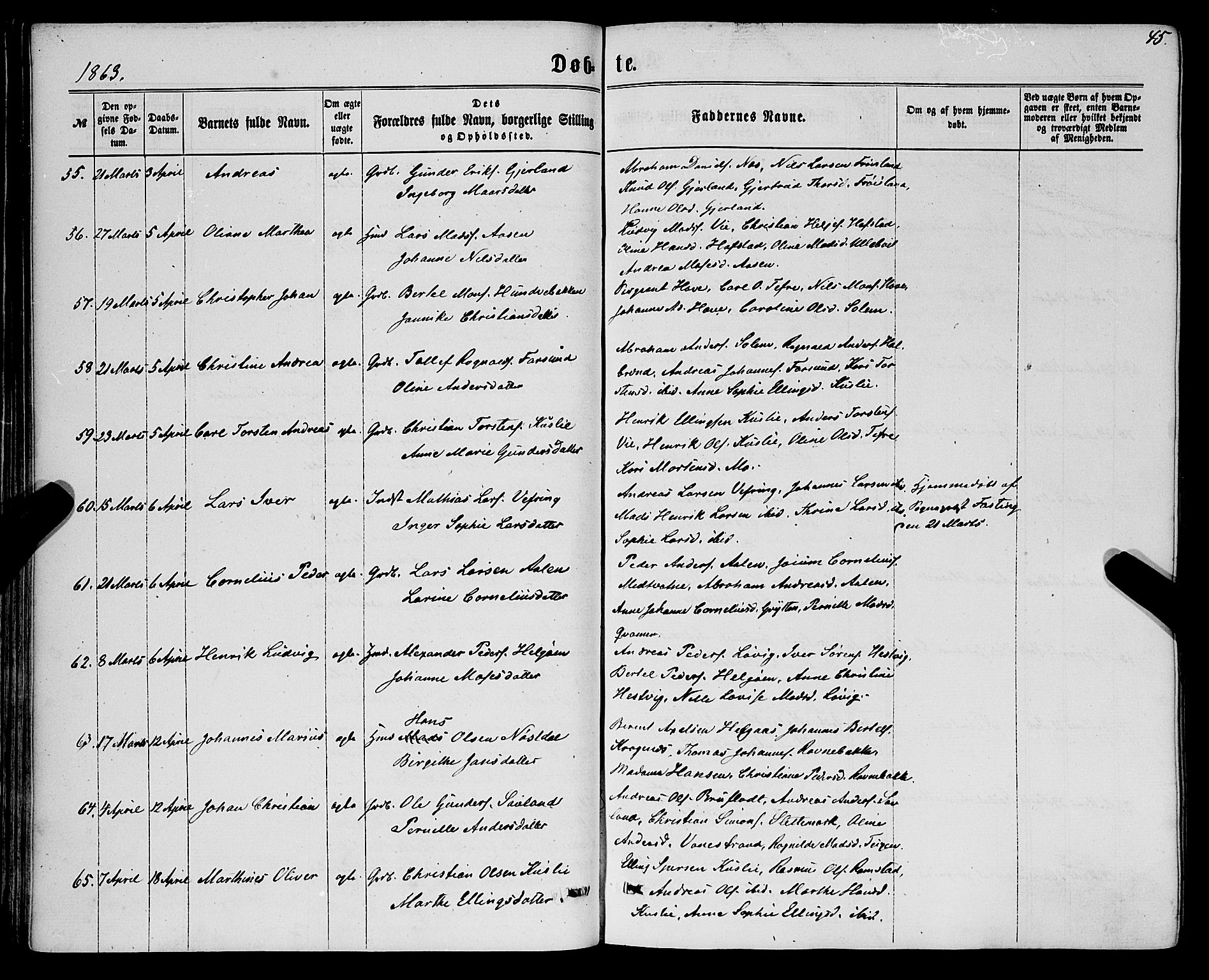 Førde sokneprestembete, AV/SAB-A-79901/H/Haa/Haaa/L0009: Ministerialbok nr. A 9, 1861-1877, s. 45