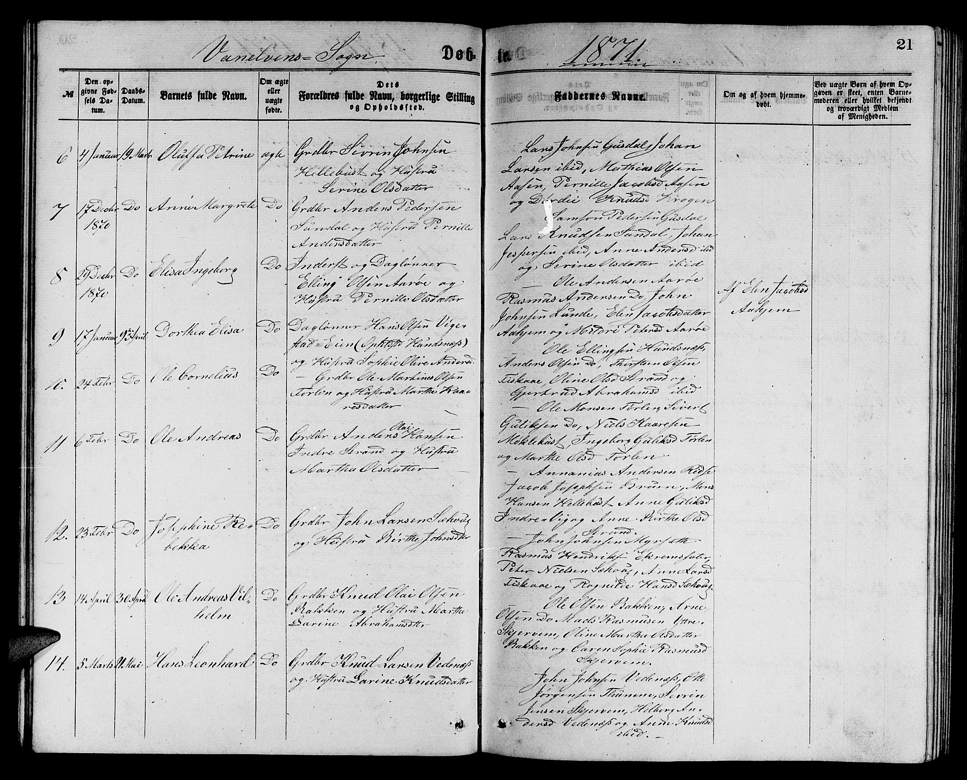 Ministerialprotokoller, klokkerbøker og fødselsregistre - Møre og Romsdal, SAT/A-1454/501/L0016: Klokkerbok nr. 501C02, 1868-1884, s. 21