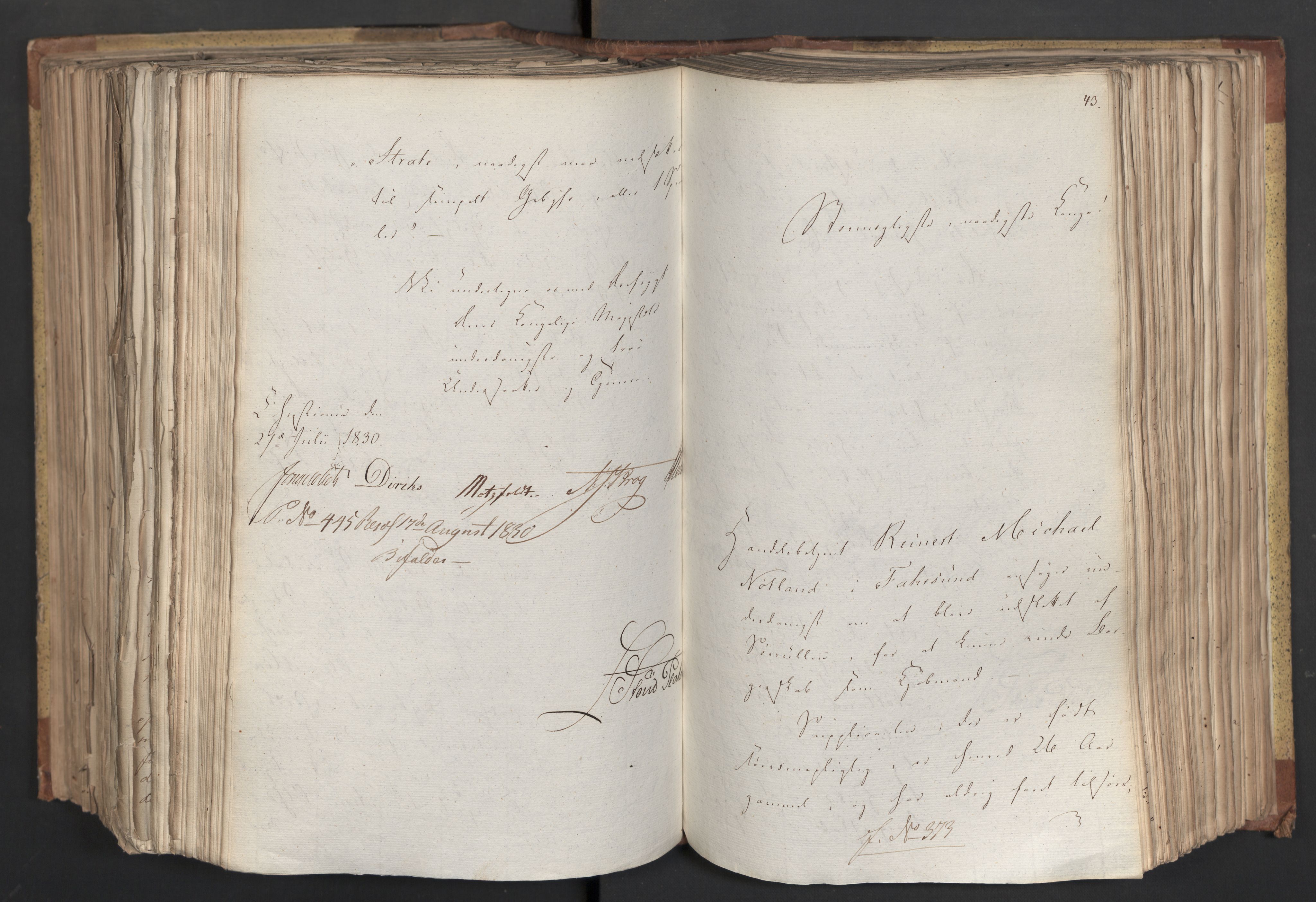 Statsrådsavdelingen i Stockholm, AV/RA-S-1003/D/Da/L0066: Regjeringsinnstillinger nr. 240-449, 1830, s. 539