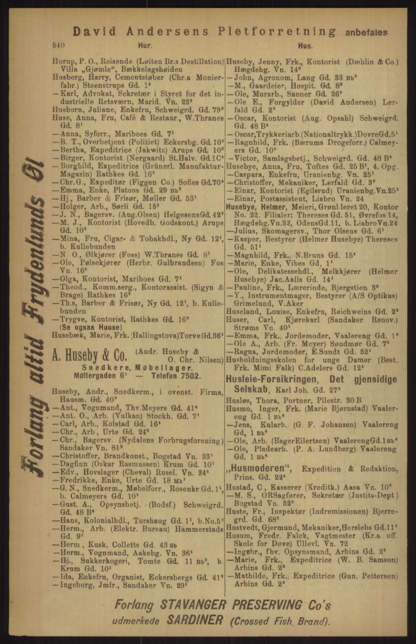 Kristiania/Oslo adressebok, PUBL/-, 1911, s. 540