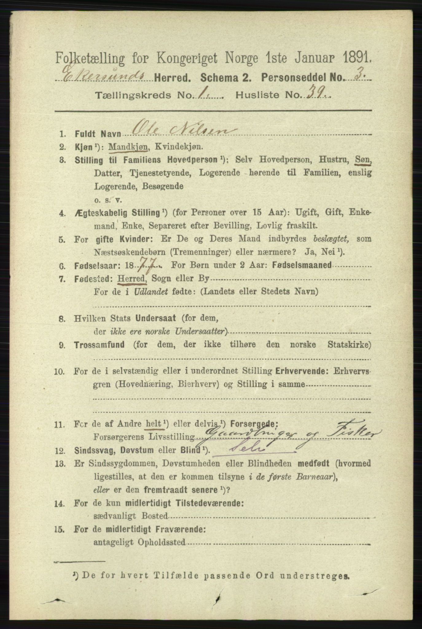 RA, Folketelling 1891 for 1116 Eigersund herred, 1891, s. 344