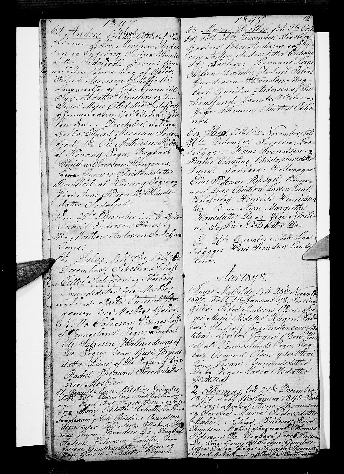 Oddernes sokneprestkontor, SAK/1111-0033/F/Fb/Fba/L0005: Klokkerbok nr. B 5, 1846-1859, s. 12