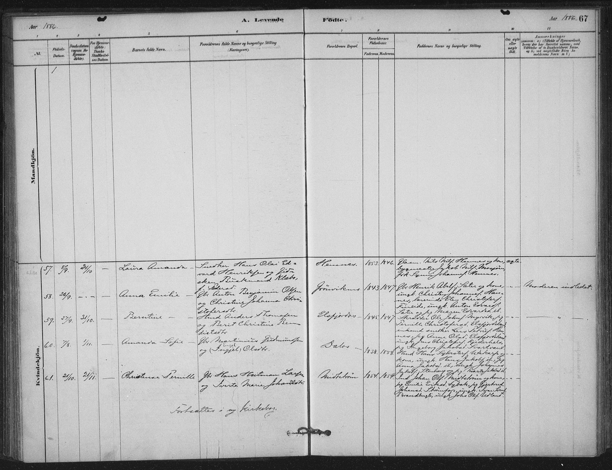 Ministerialprotokoller, klokkerbøker og fødselsregistre - Nordland, AV/SAT-A-1459/825/L0361: Ministerialbok nr. 825A15, 1878-1893, s. 67