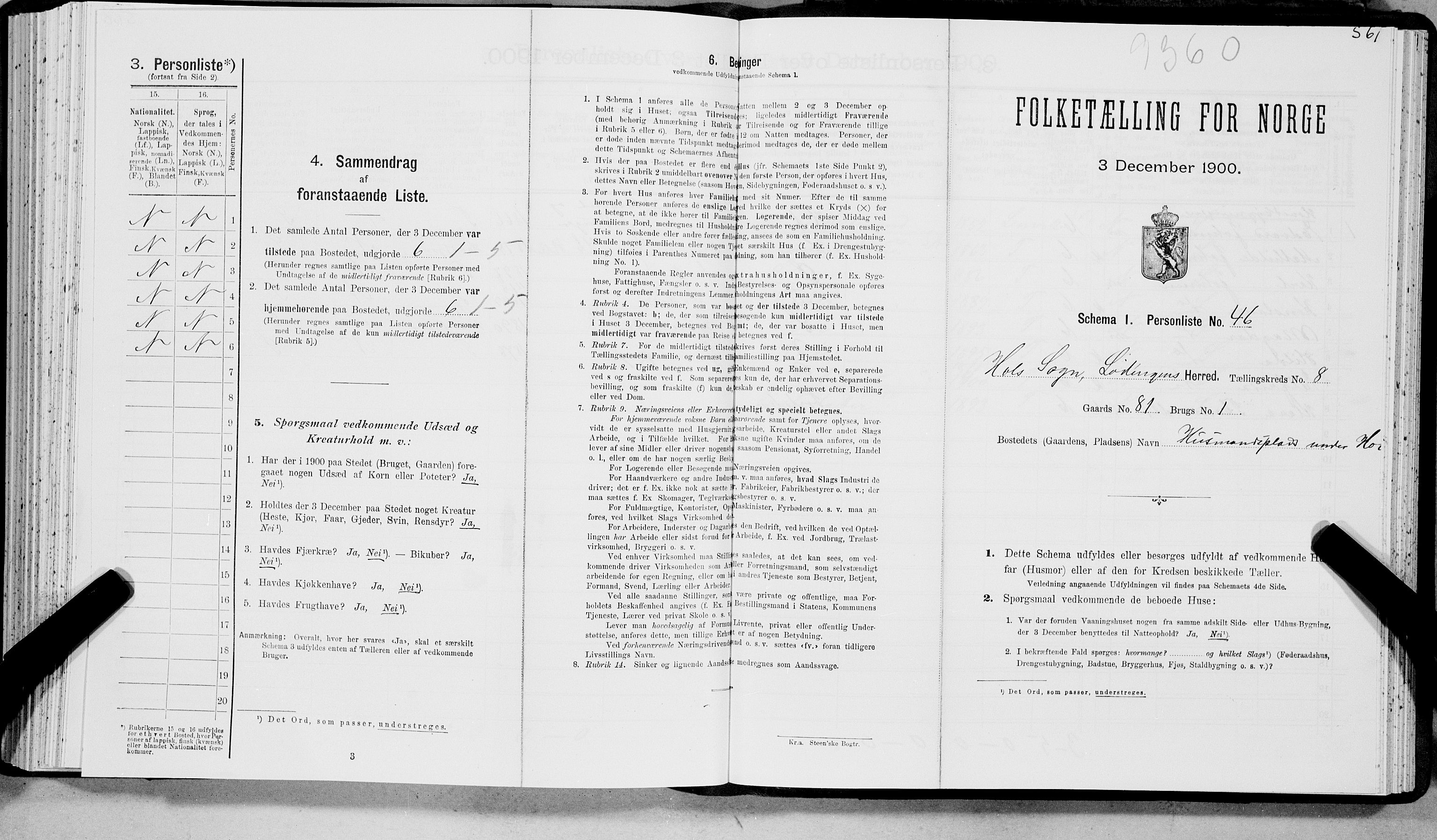 SAT, Folketelling 1900 for 1851 Lødingen herred, 1900, s. 1042