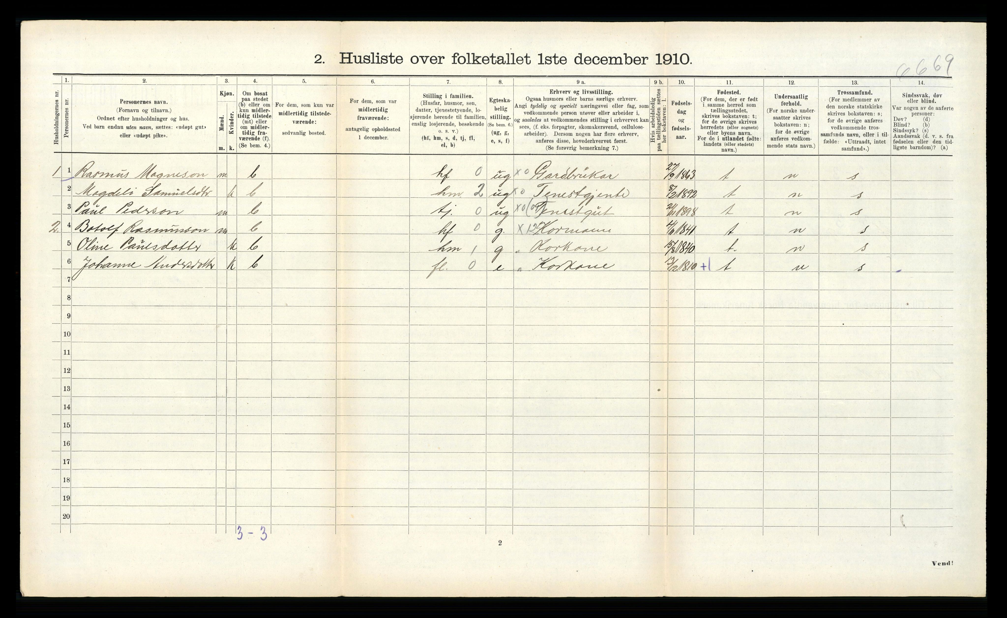 RA, Folketelling 1910 for 1444 Hornindal herred, 1910, s. 265