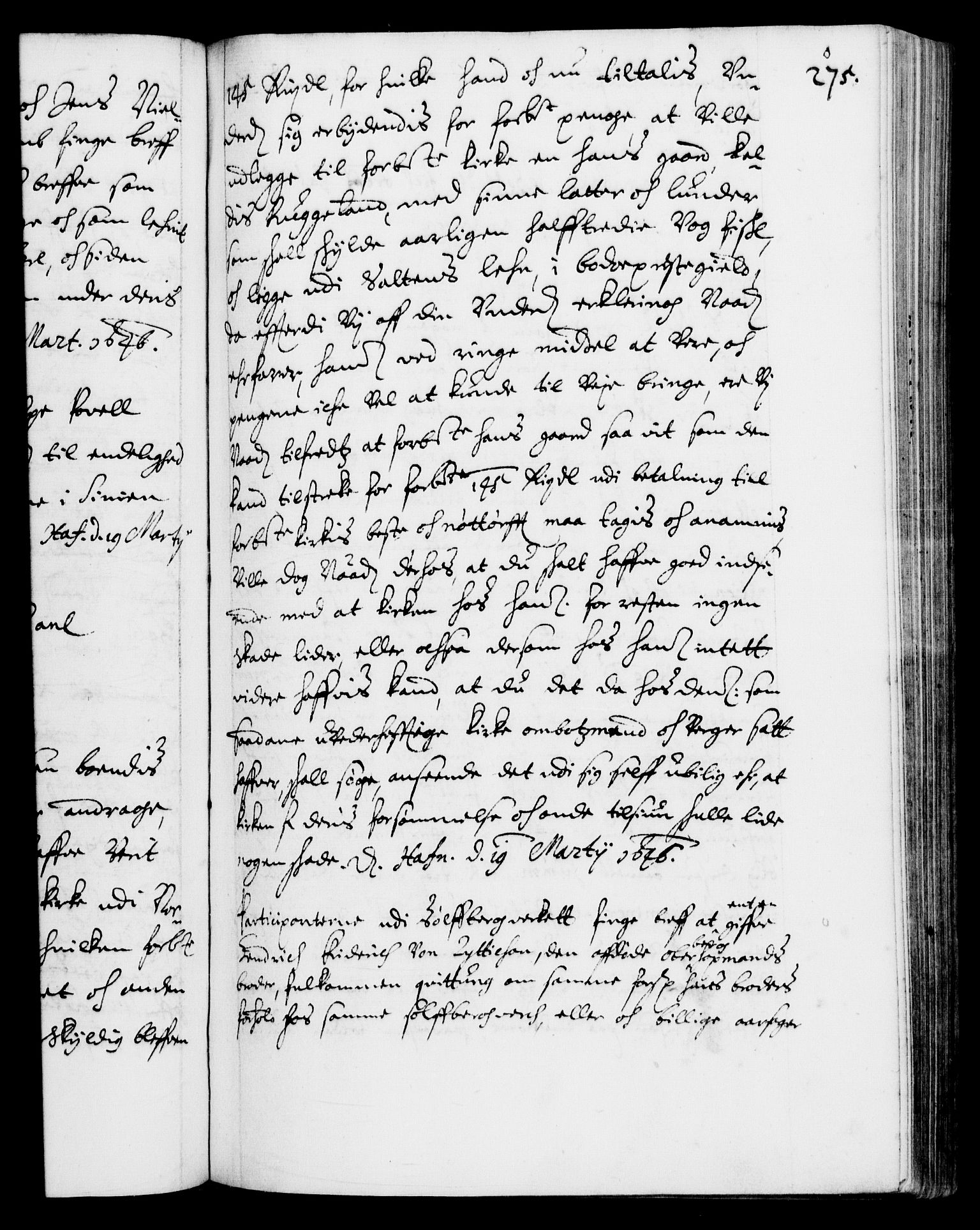 Danske Kanselli 1572-1799, AV/RA-EA-3023/F/Fc/Fca/Fcab/L0007: Norske tegnelser (mikrofilm), 1640-1648, s. 275a