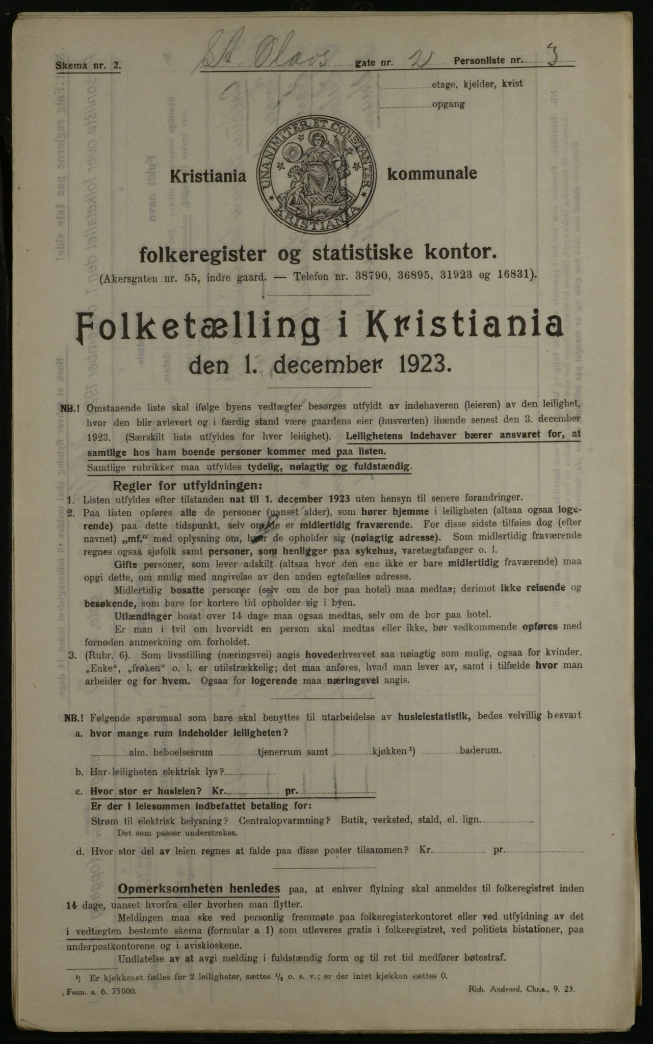 OBA, Kommunal folketelling 1.12.1923 for Kristiania, 1923, s. 97254