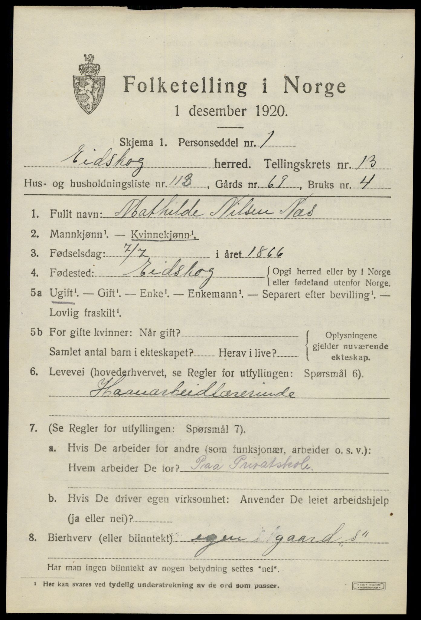 SAH, Folketelling 1920 for 0420 Eidskog herred, 1920, s. 13319