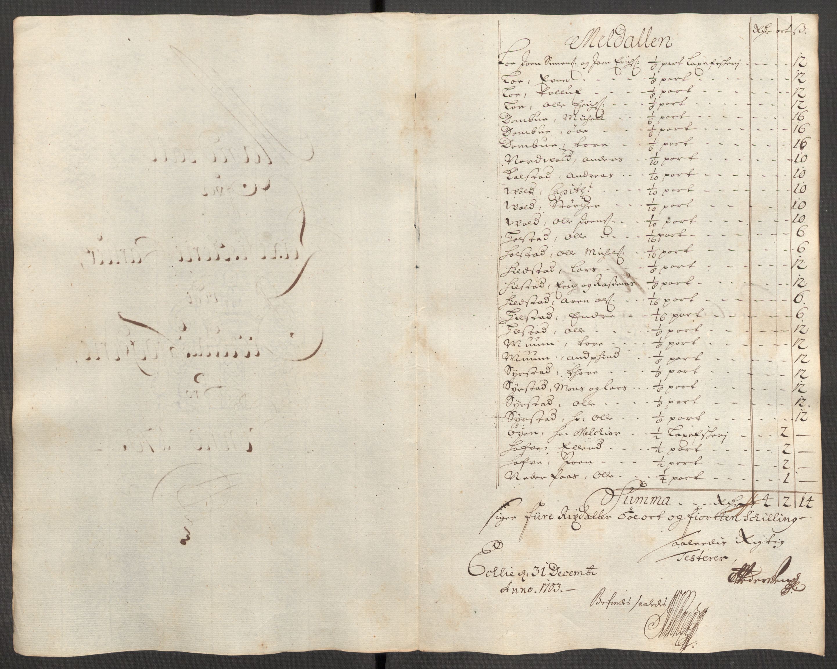Rentekammeret inntil 1814, Reviderte regnskaper, Fogderegnskap, RA/EA-4092/R60/L3953: Fogderegnskap Orkdal og Gauldal, 1703, s. 108