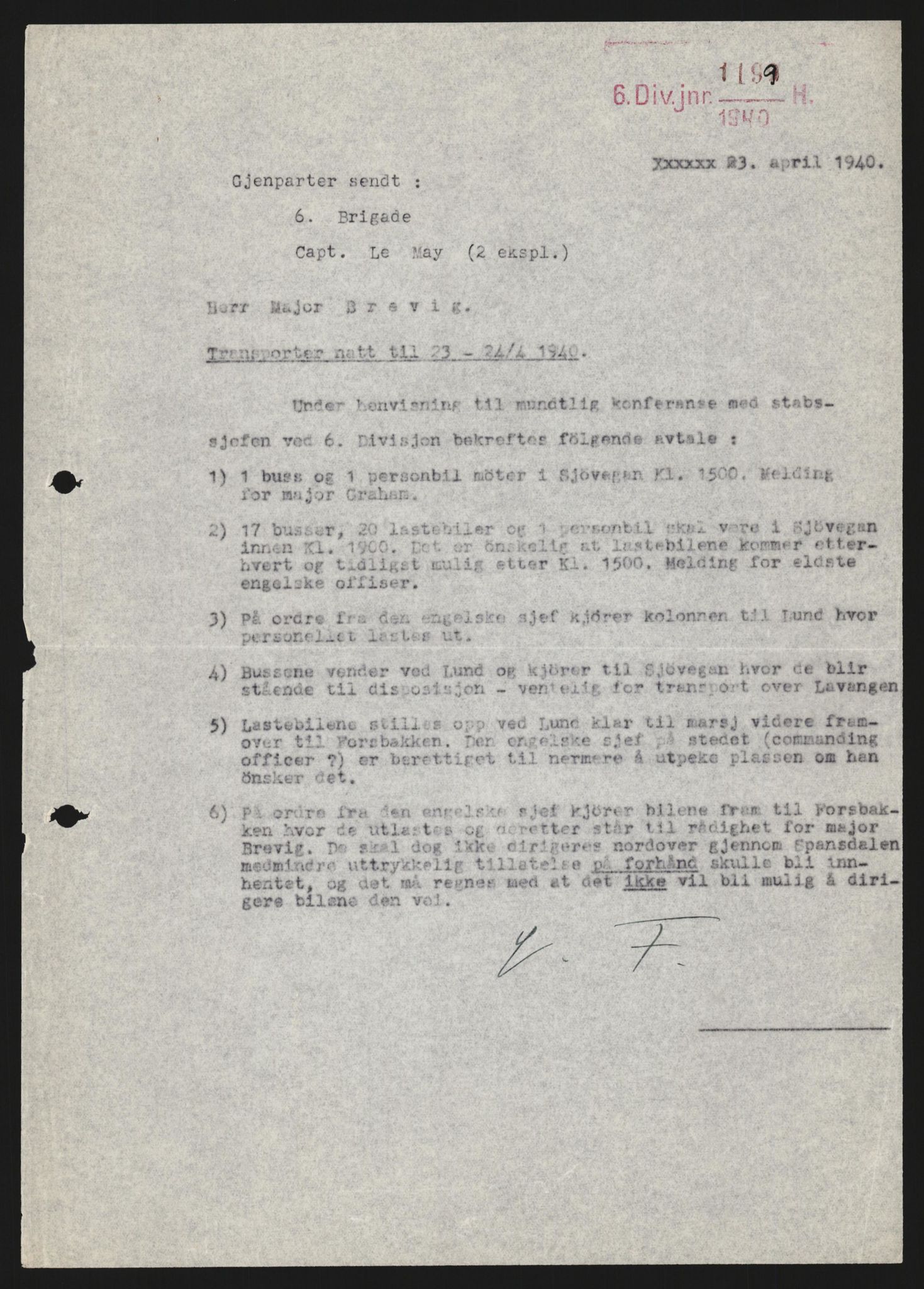 Forsvaret, Forsvarets krigshistoriske avdeling, AV/RA-RAFA-2017/Y/Yb/L0122: II-C-11-600  -  6. Divisjon med avdelinger, 1940, s. 241