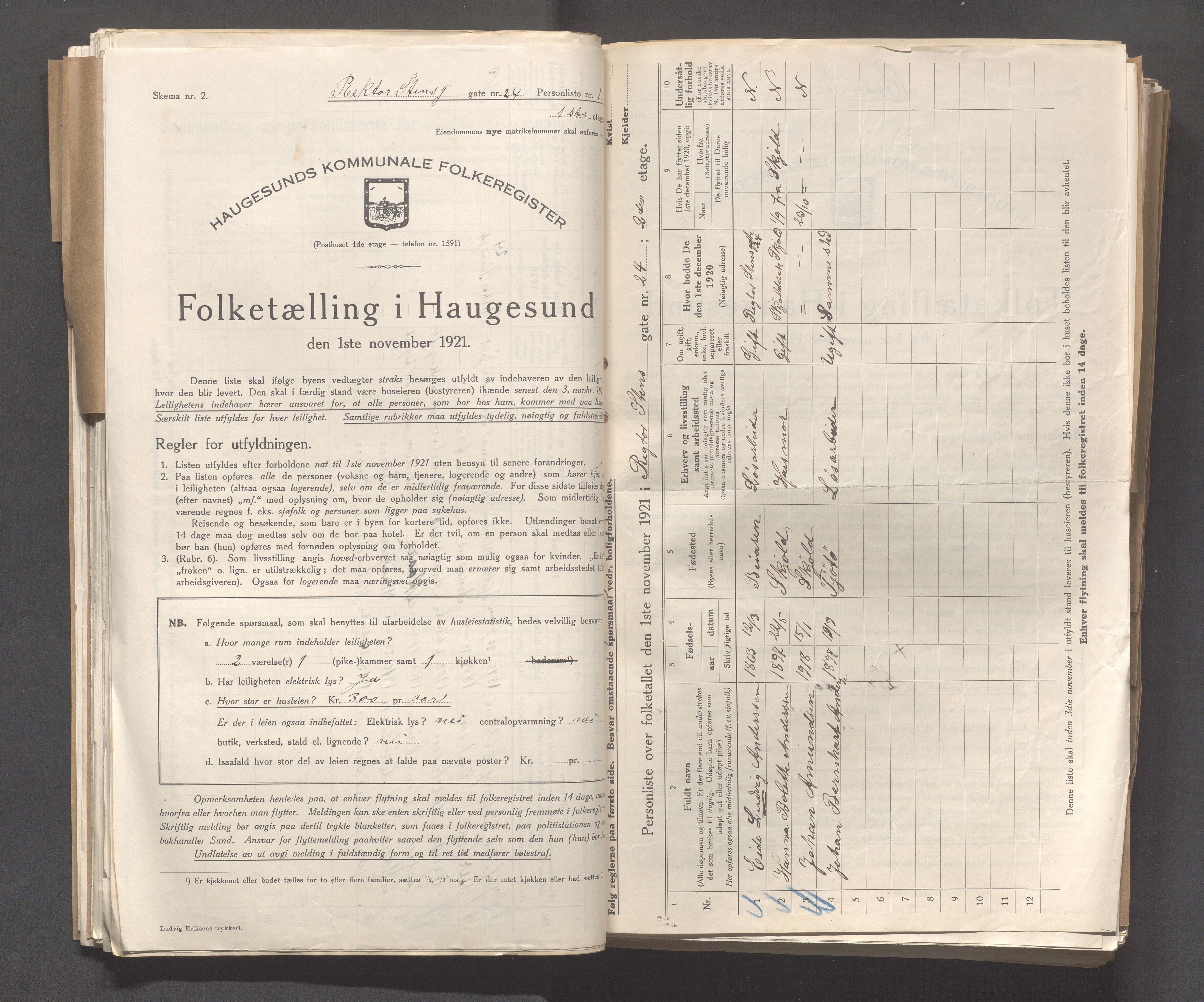 IKAR, Kommunal folketelling 1.11.1921 for Haugesund, 1921, s. 3269