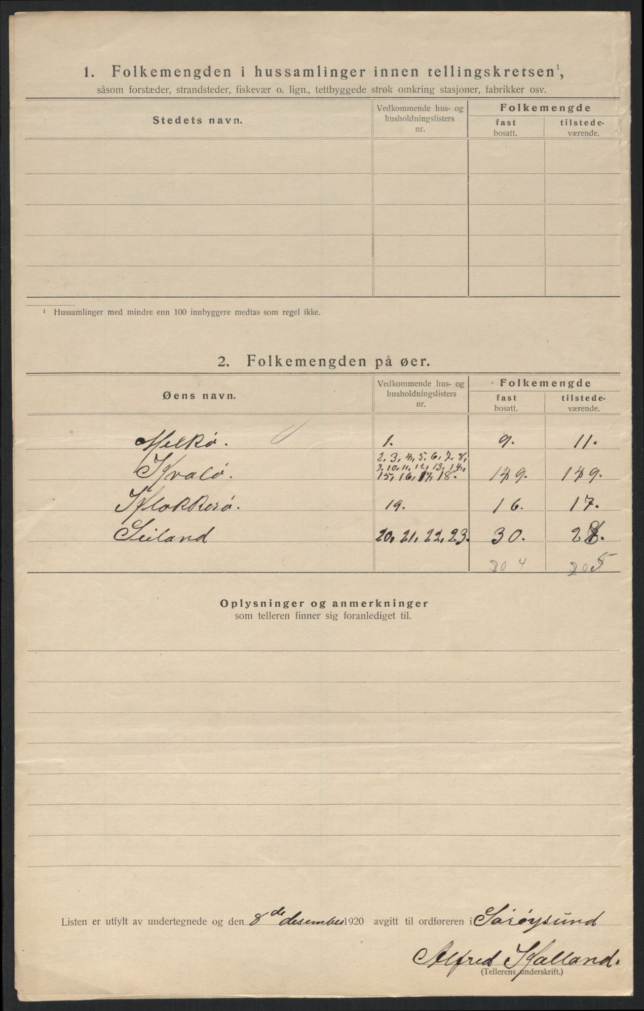 SATØ, Folketelling 1920 for 2016 Sørøysund herred, 1920, s. 20