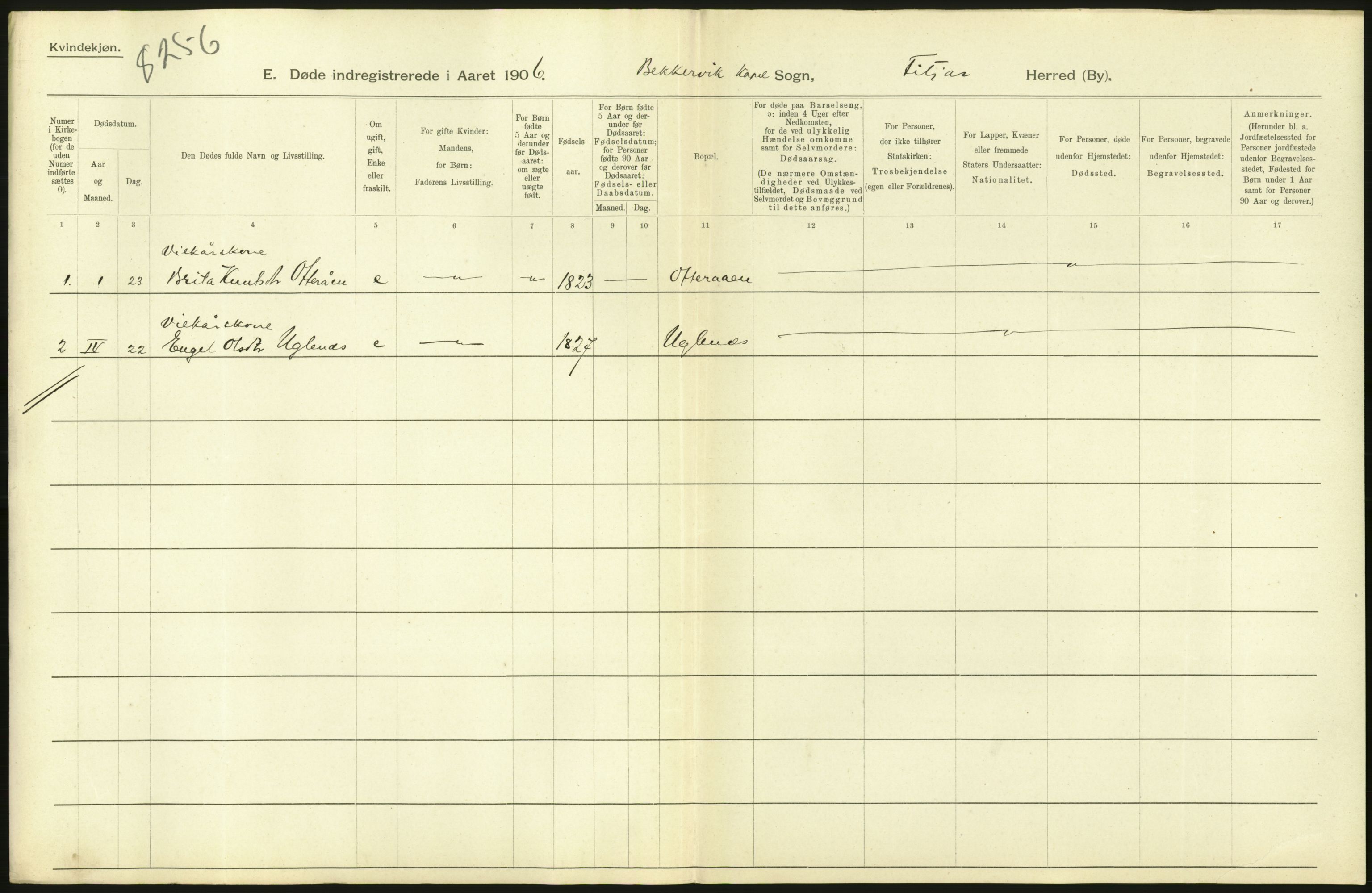 Statistisk sentralbyrå, Sosiodemografiske emner, Befolkning, AV/RA-S-2228/D/Df/Dfa/Dfad/L0030: S. Bergenhus amt: Døde. Bygder., 1906, s. 12