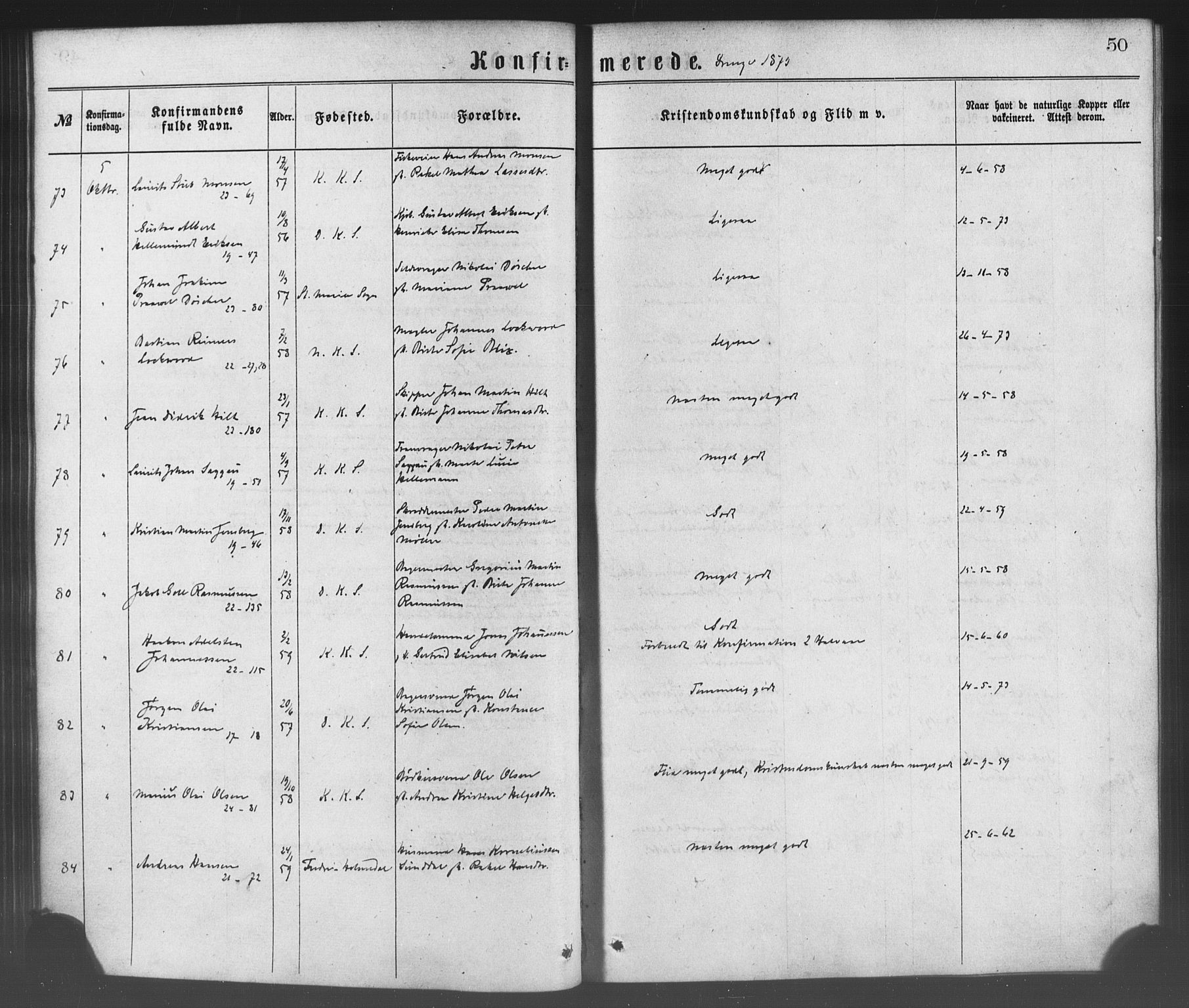 Korskirken sokneprestembete, AV/SAB-A-76101/H/Haa/L0028: Ministerialbok nr. C 4, 1868-1879, s. 50