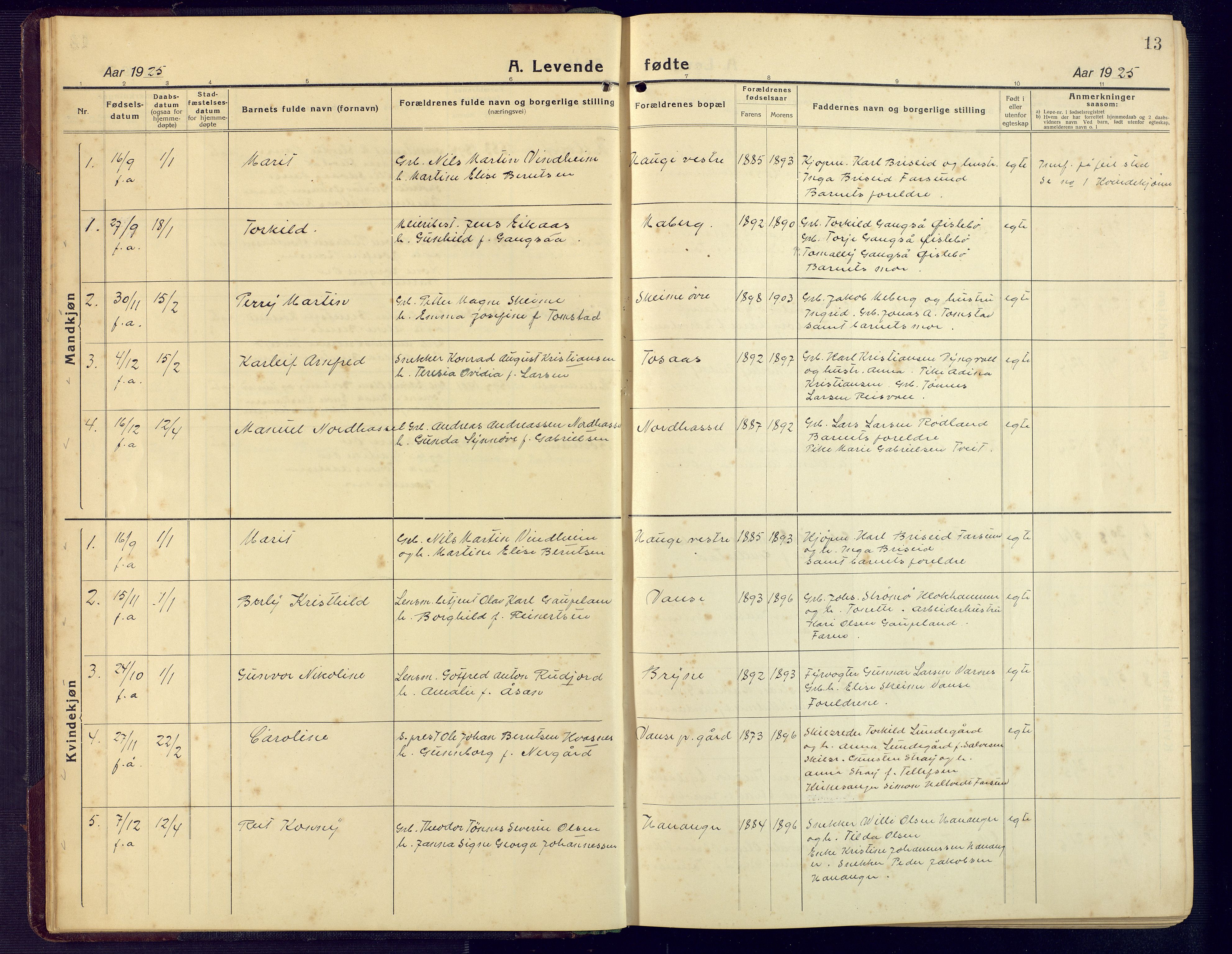 Lista sokneprestkontor, AV/SAK-1111-0027/F/Fb/L0006: Klokkerbok nr. B 6, 1924-1947, s. 13
