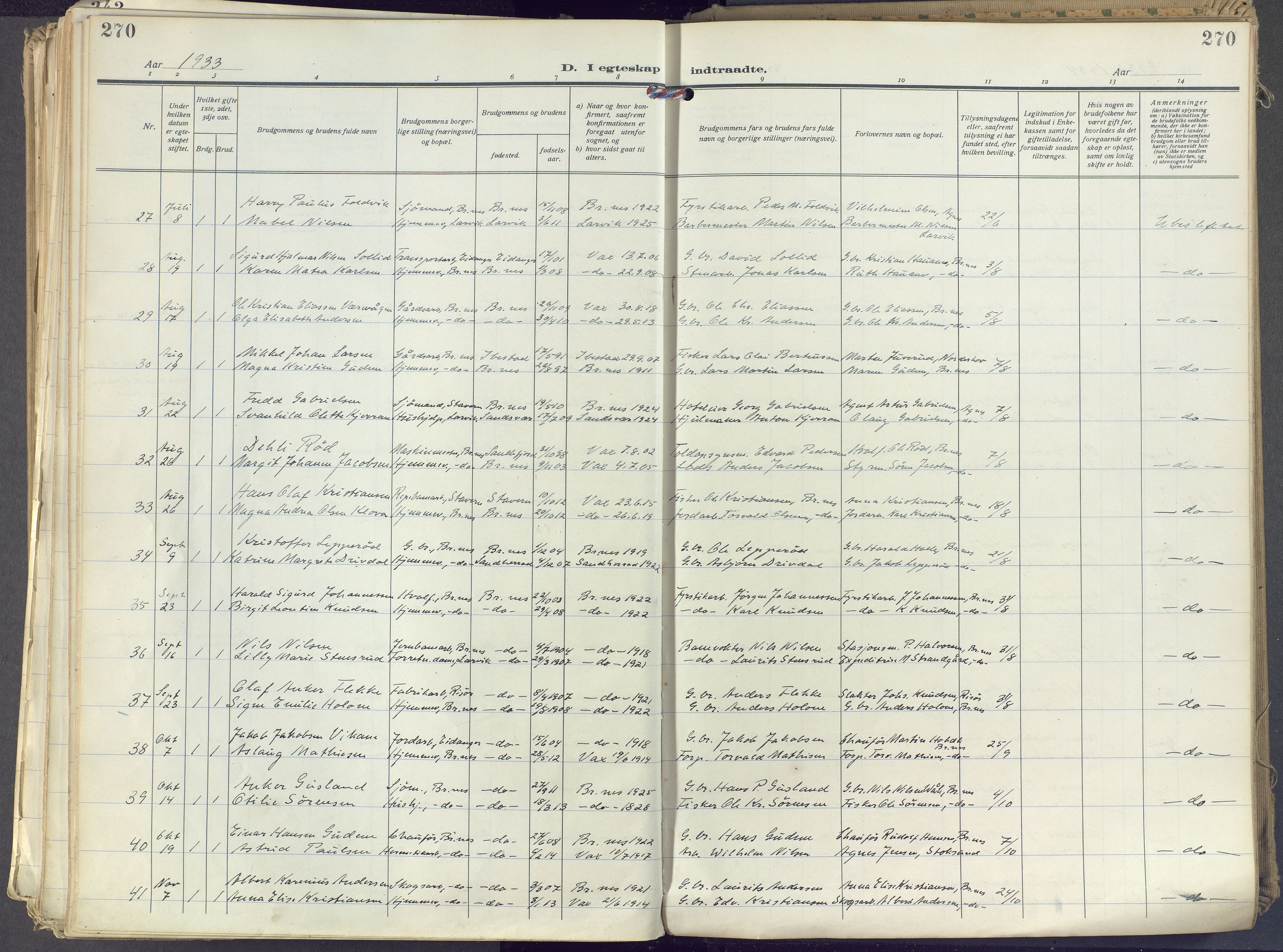 Brunlanes kirkebøker, SAKO/A-342/F/Fc/L0004: Ministerialbok nr. III 4, 1923-1943, s. 270