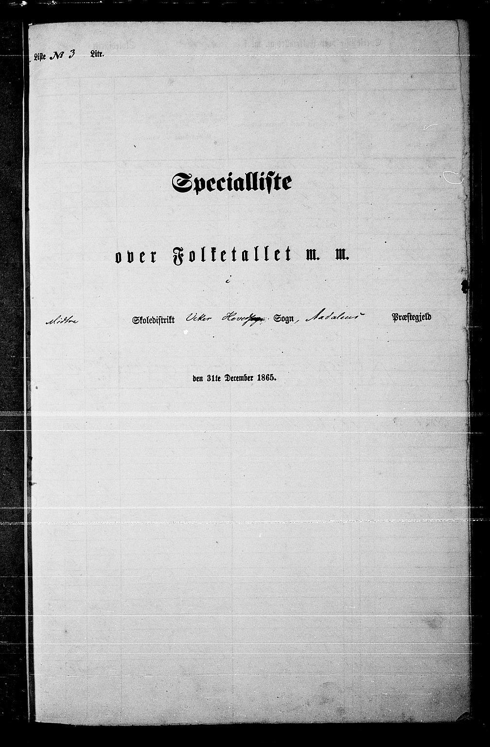 RA, Folketelling 1865 for 0614P Ådal prestegjeld, 1865, s. 32