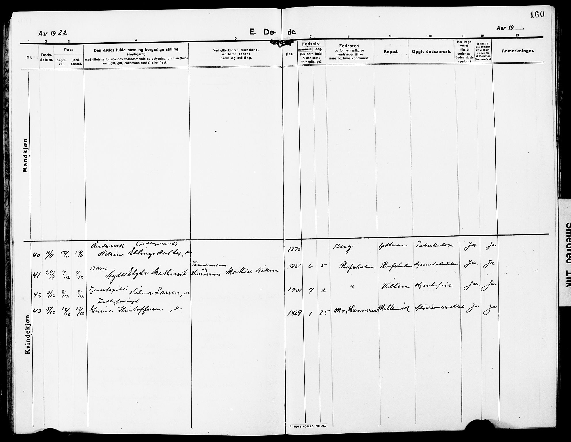 Ministerialprotokoller, klokkerbøker og fødselsregistre - Nordland, SAT/A-1459/827/L0424: Klokkerbok nr. 827C13, 1921-1930, s. 160