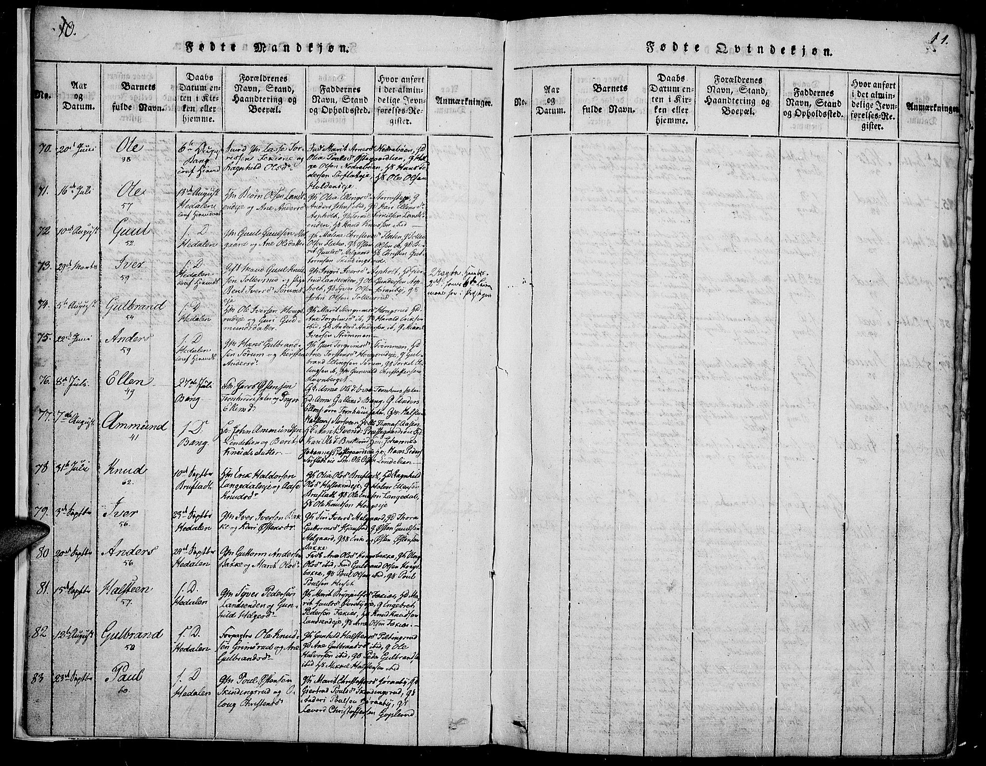 Sør-Aurdal prestekontor, AV/SAH-PREST-128/H/Ha/Haa/L0003: Ministerialbok nr. 3, 1825-1840, s. 10-11