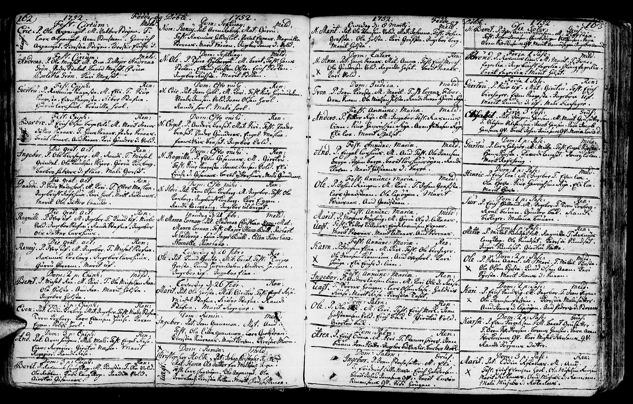 Ministerialprotokoller, klokkerbøker og fødselsregistre - Sør-Trøndelag, AV/SAT-A-1456/672/L0851: Ministerialbok nr. 672A04, 1751-1775, s. 162-163