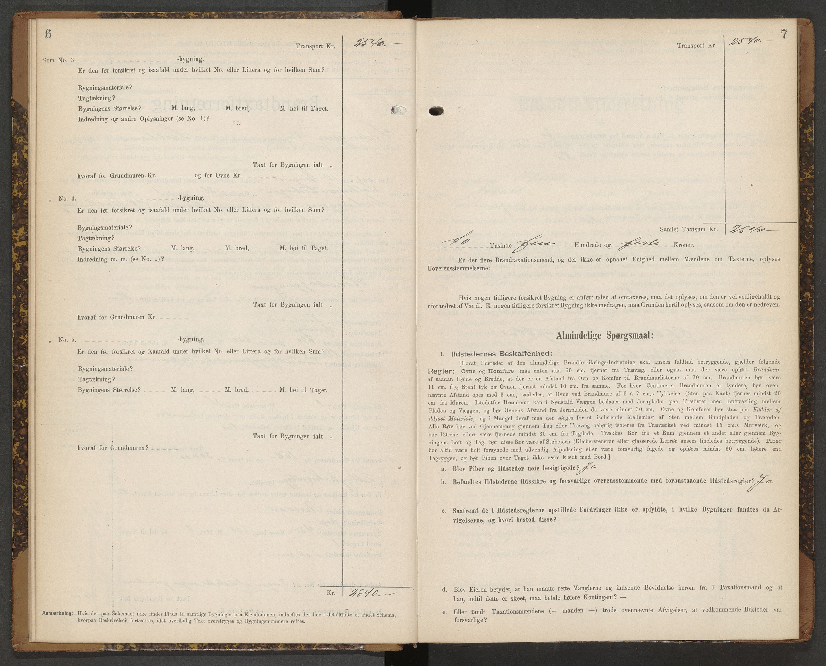 Norges Brannkasse Lødingen og Tjeldsund, AV/SAT-A-5583/Fb/L0003: Branntakstprotokoll, 1905-1906