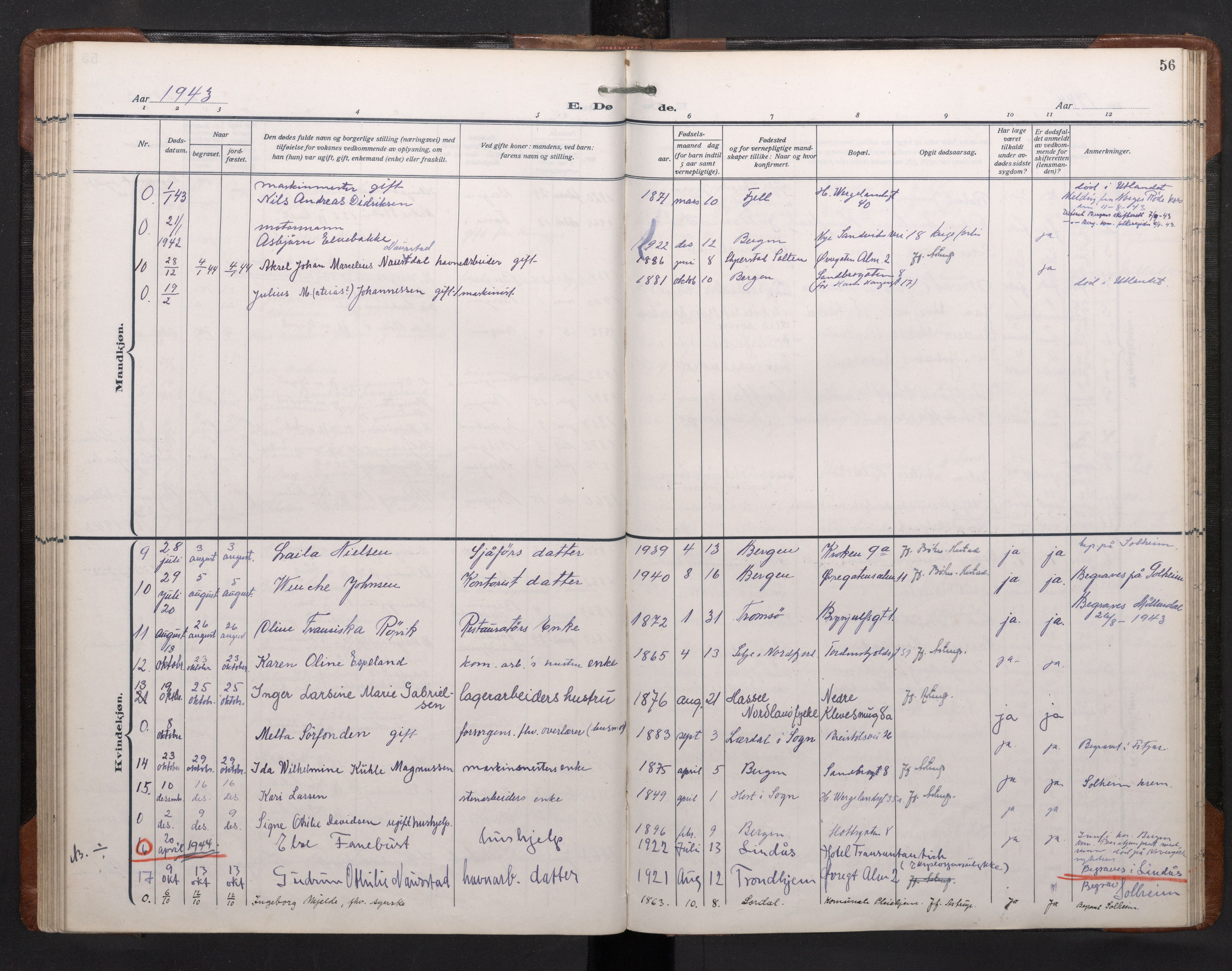 Mariakirken Sokneprestembete, AV/SAB-A-76901/H/Haa/L0020: Ministerialbok nr. E 1, 1918-1956, s. 55b-56a